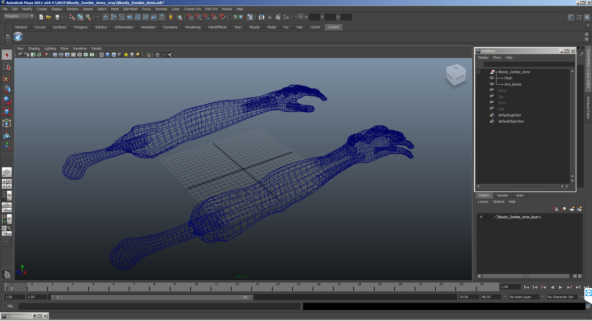 3D Bloody Zombie Arms model
