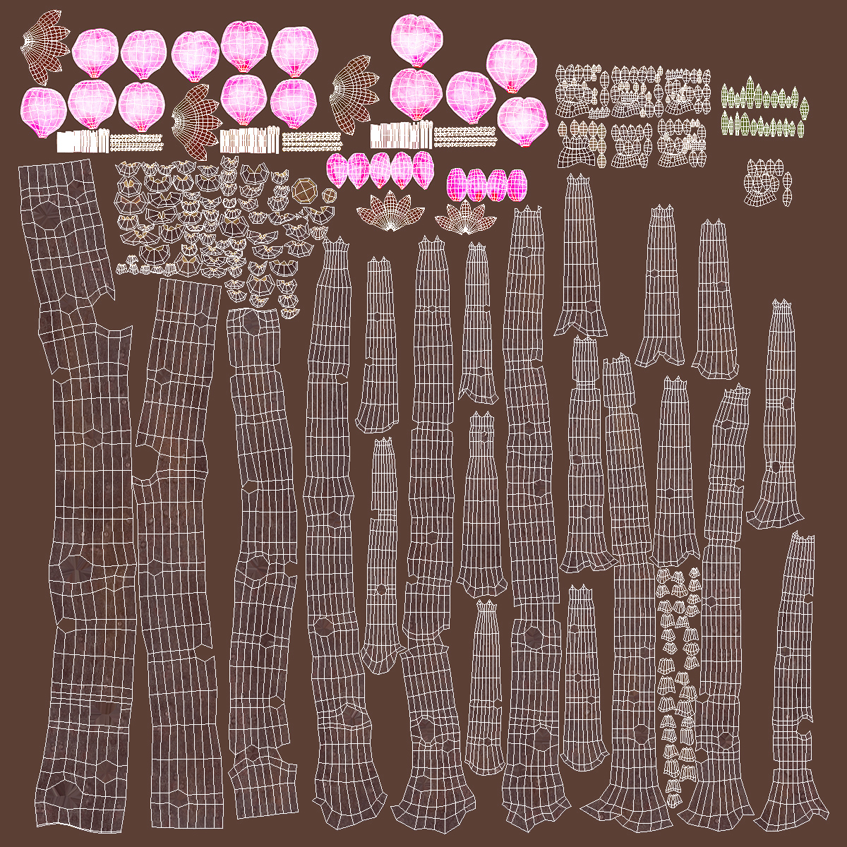 3D model Sakura Branch with Flower Buds
