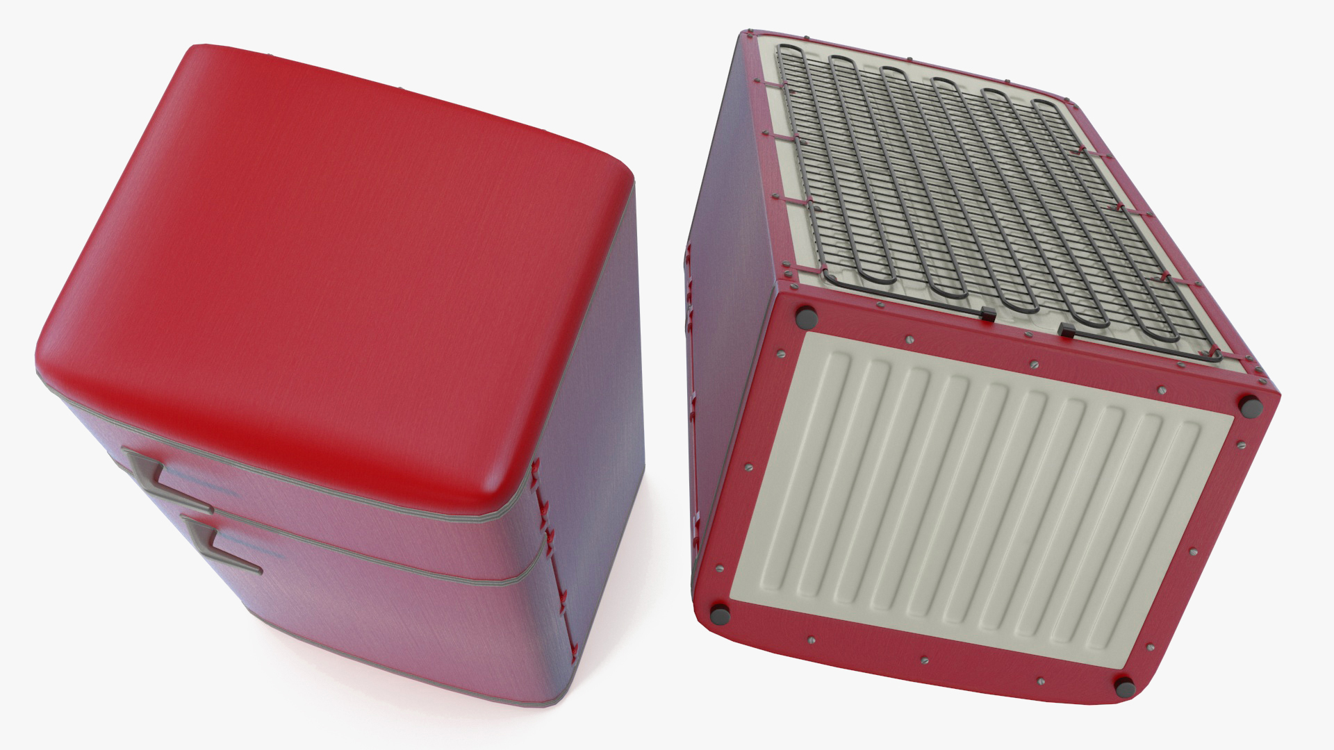 Retro Two Door Compact Refrigerator Red 3D model