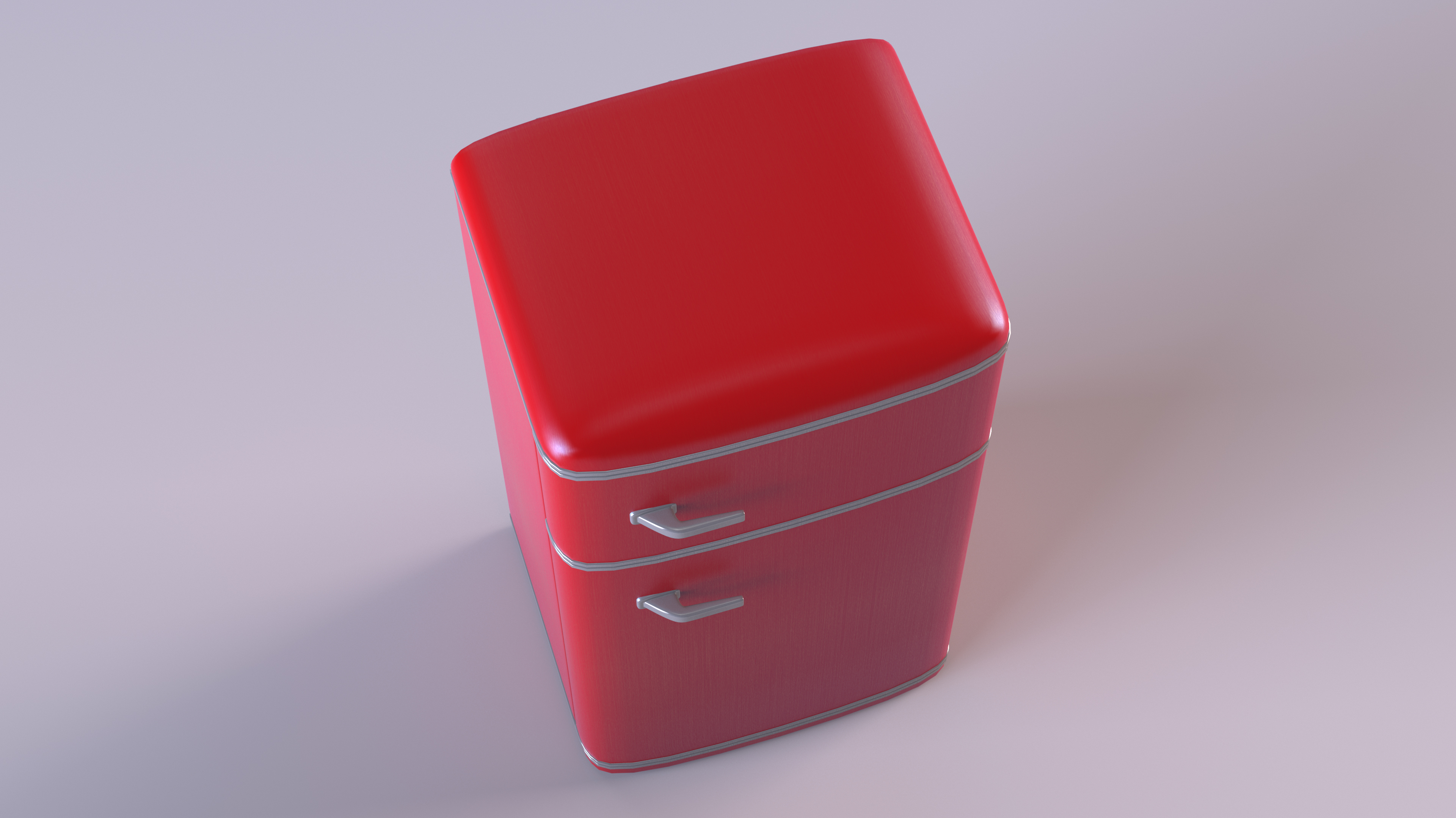Retro Two Door Compact Refrigerator Red 3D model