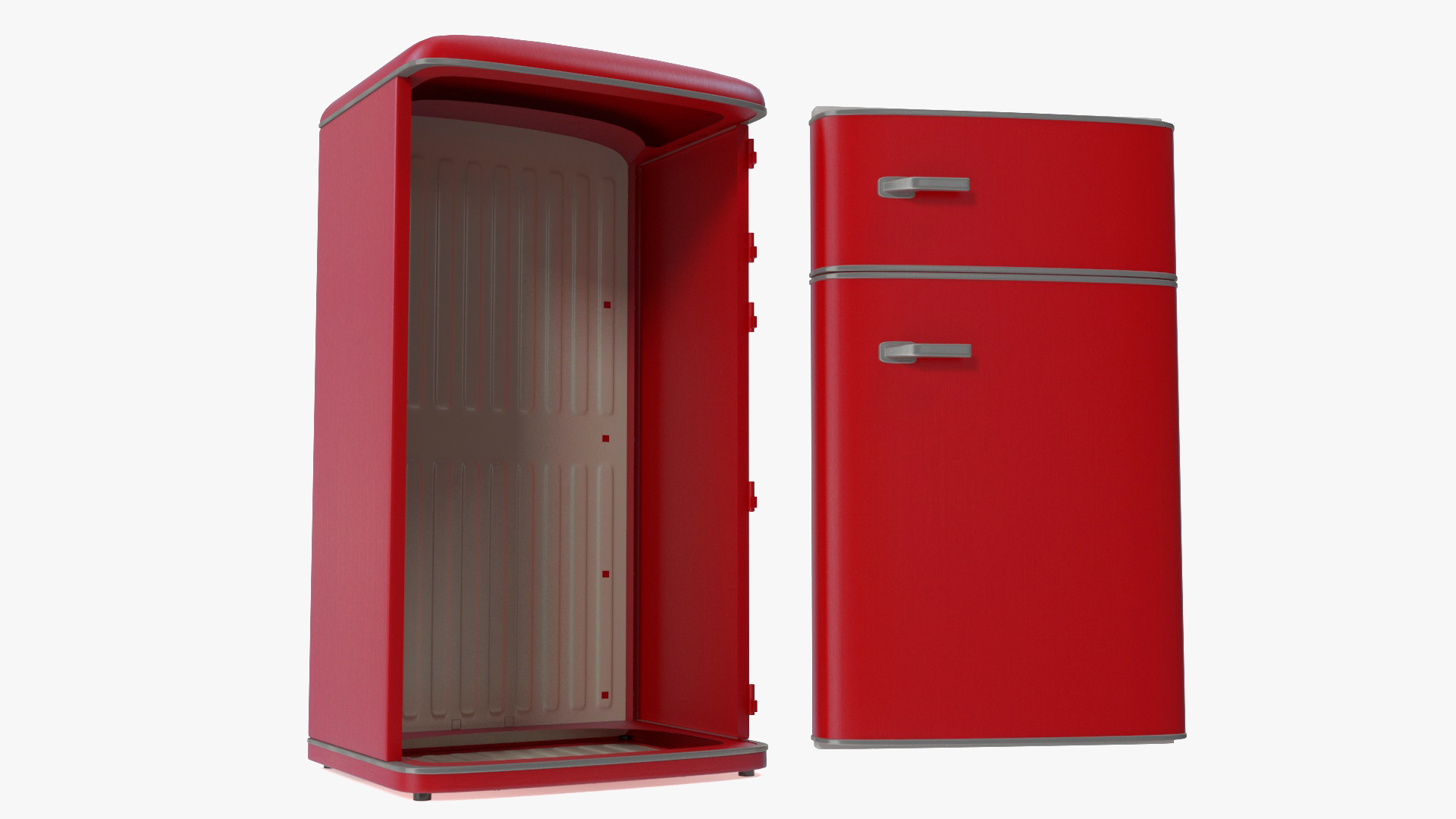 Retro Two Door Compact Refrigerator Red 3D model