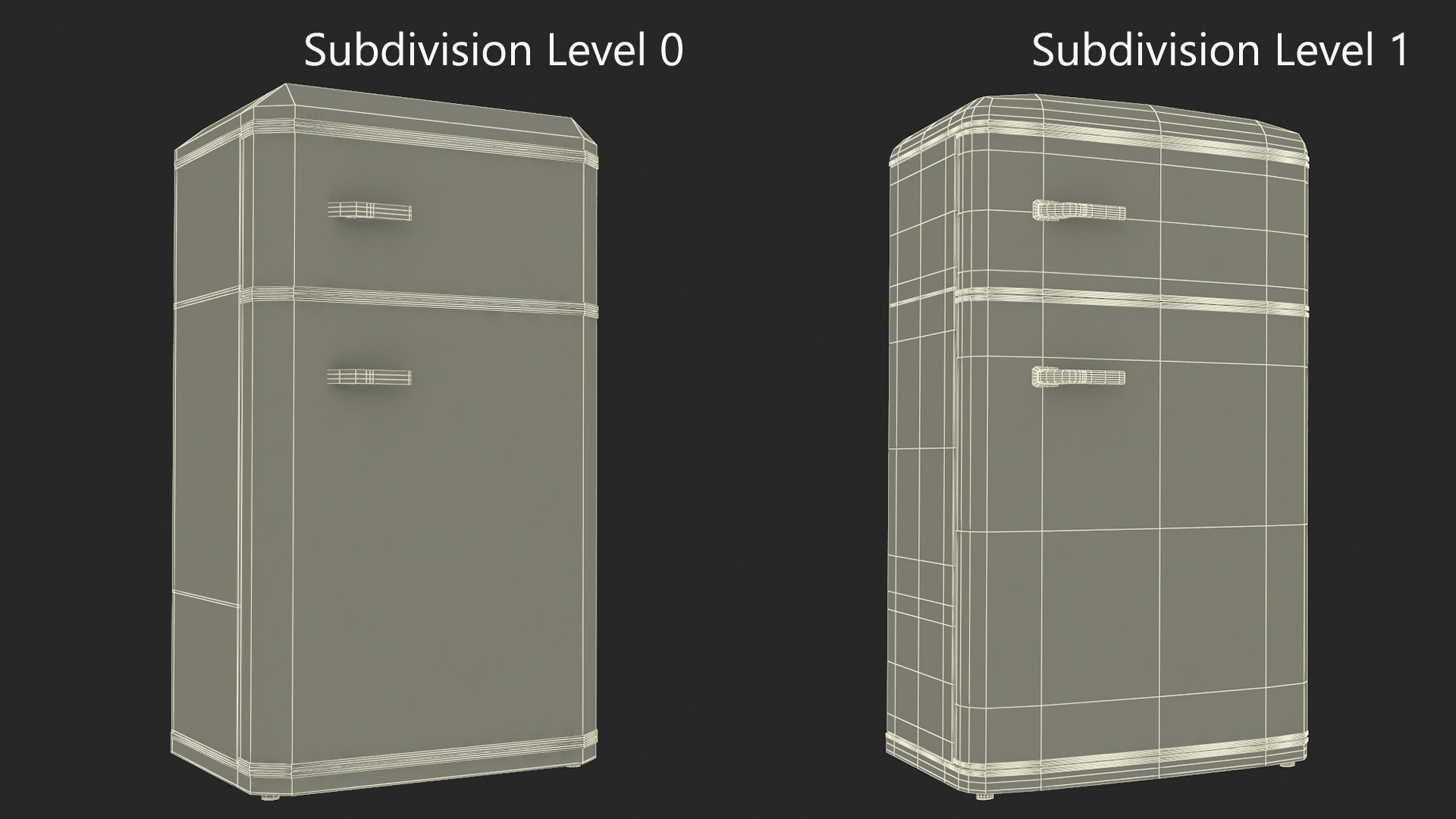 Retro Two Door Compact Refrigerator Red 3D model