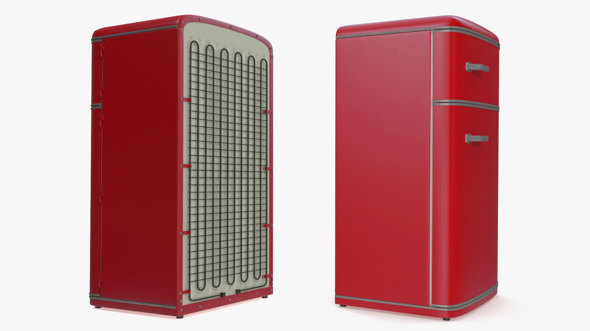 Retro Two Door Compact Refrigerator Red 3D model
