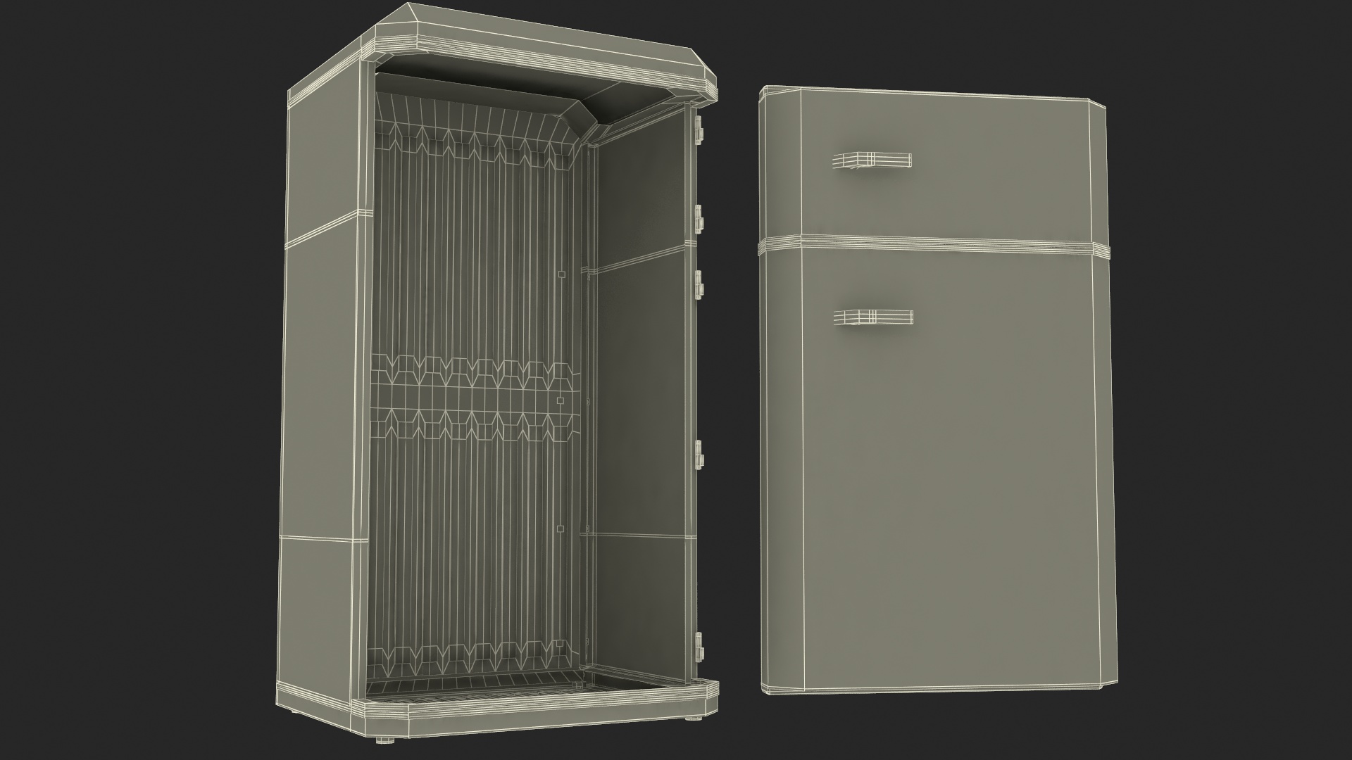 Retro Two Door Compact Refrigerator Red 3D model