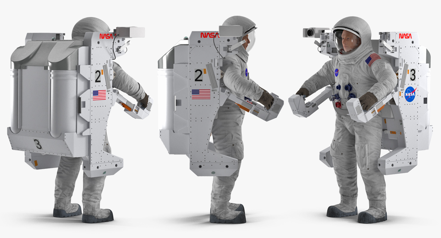 3D model Astronaut in Spacesuit A7L with Manned Maneuvering Unit