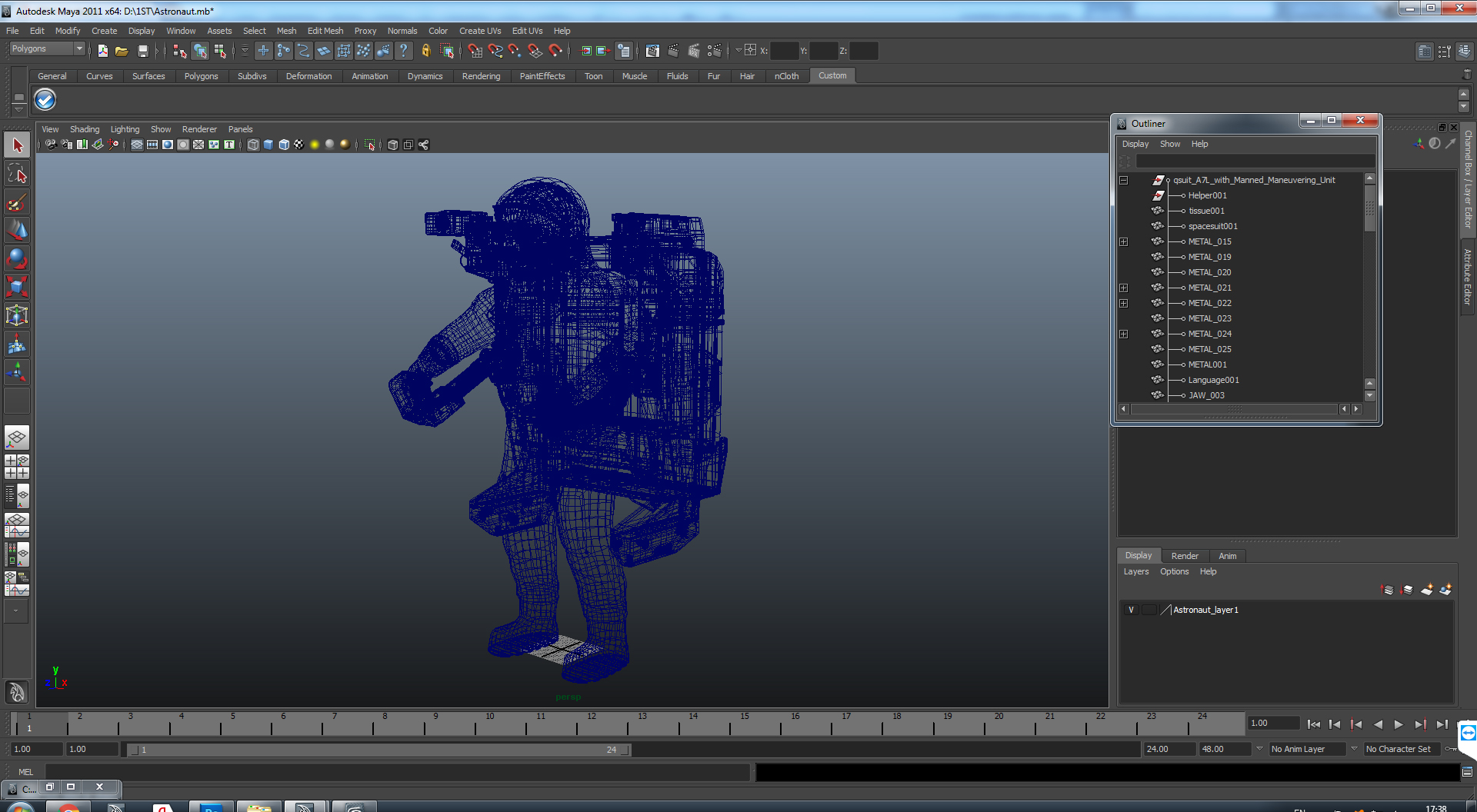 3D model Astronaut in Spacesuit A7L with Manned Maneuvering Unit