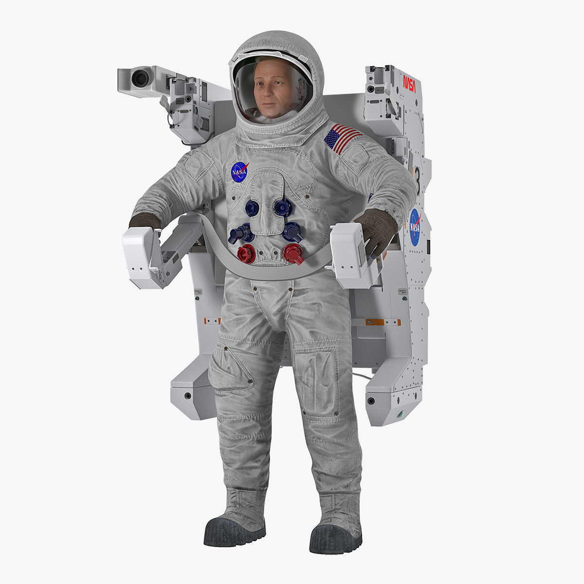 Astronaut in Spacesuit A7L with Manned Maneuvering Unit 3D Model, view 5