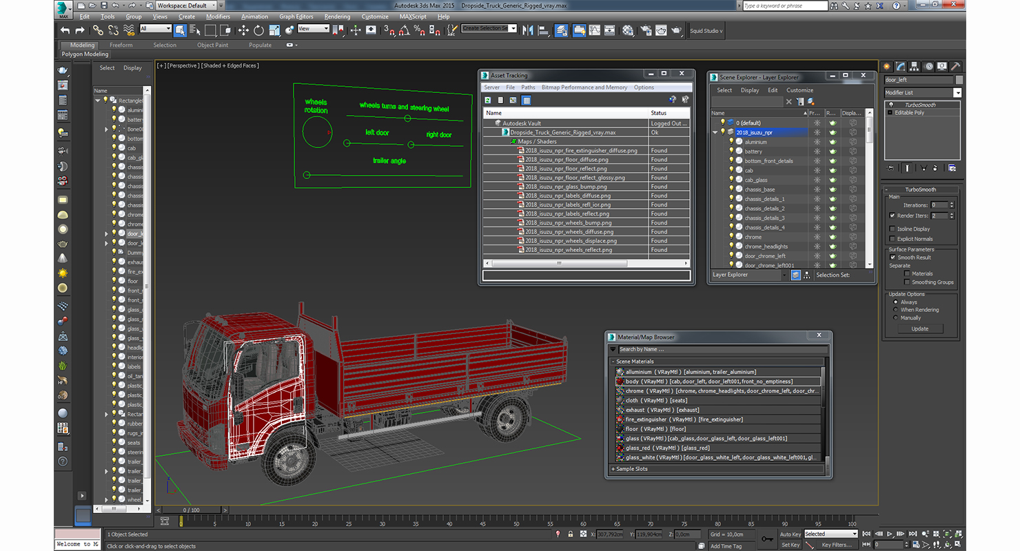 Dropside Truck Generic Rigged 3D model