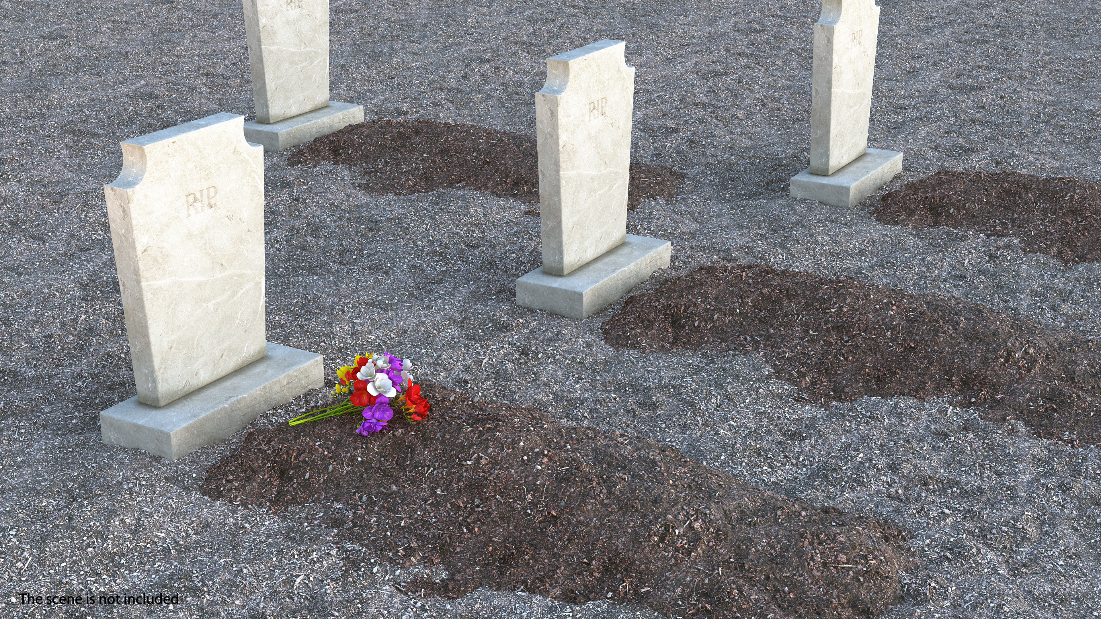 3D Marble Cemetery Gravestone