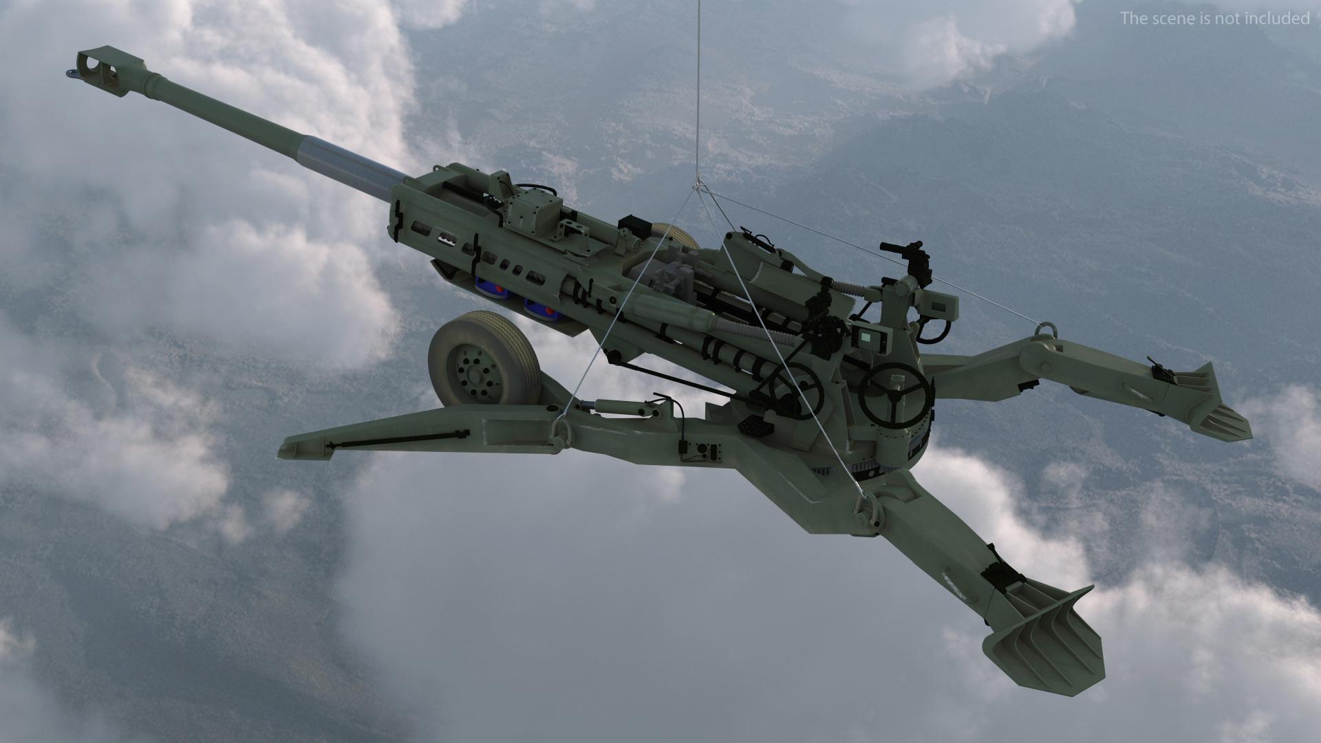 3D US Army Transport Helicopter With Howitzer M777 155mm model