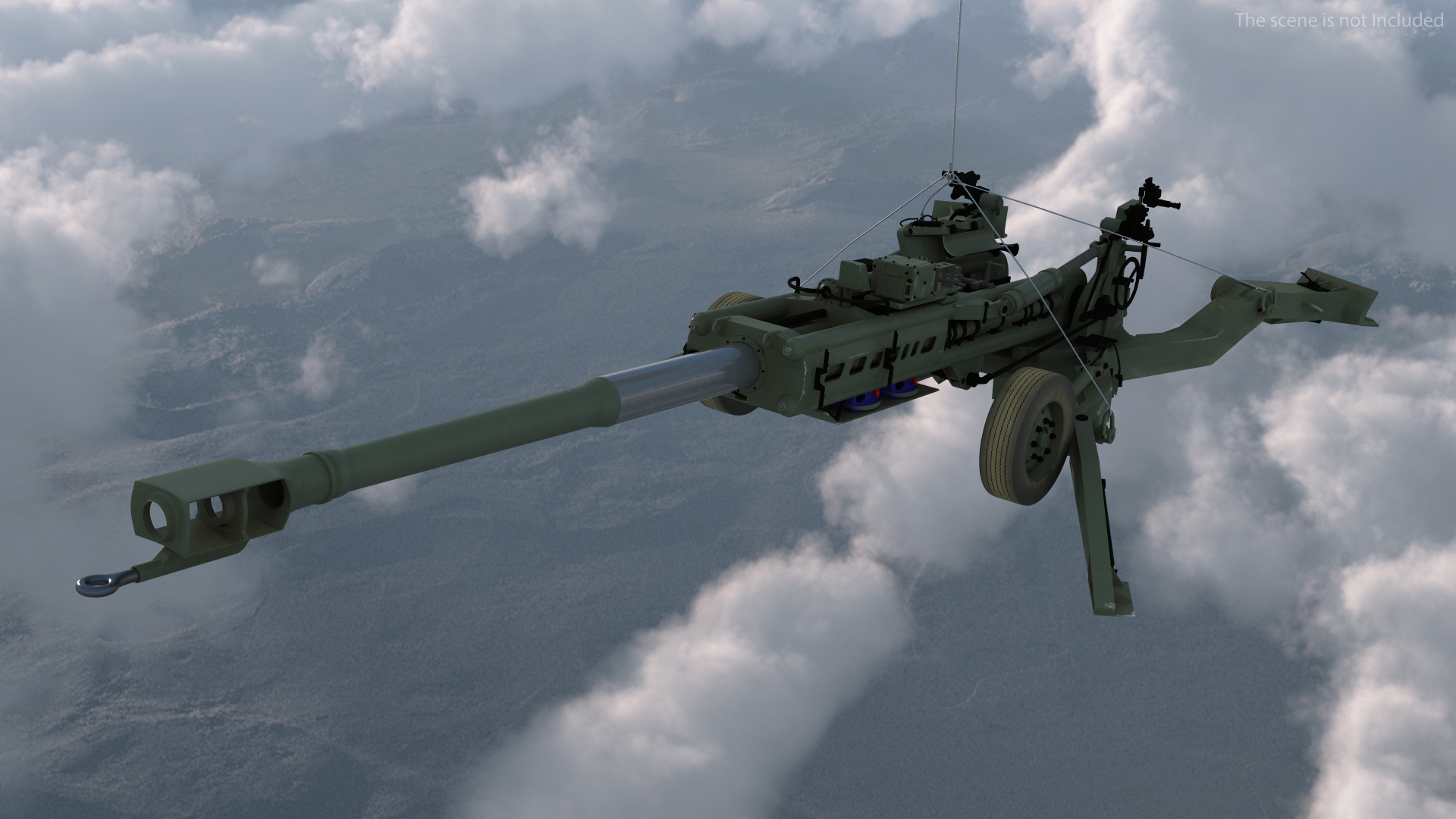 3D US Army Transport Helicopter With Howitzer M777 155mm model