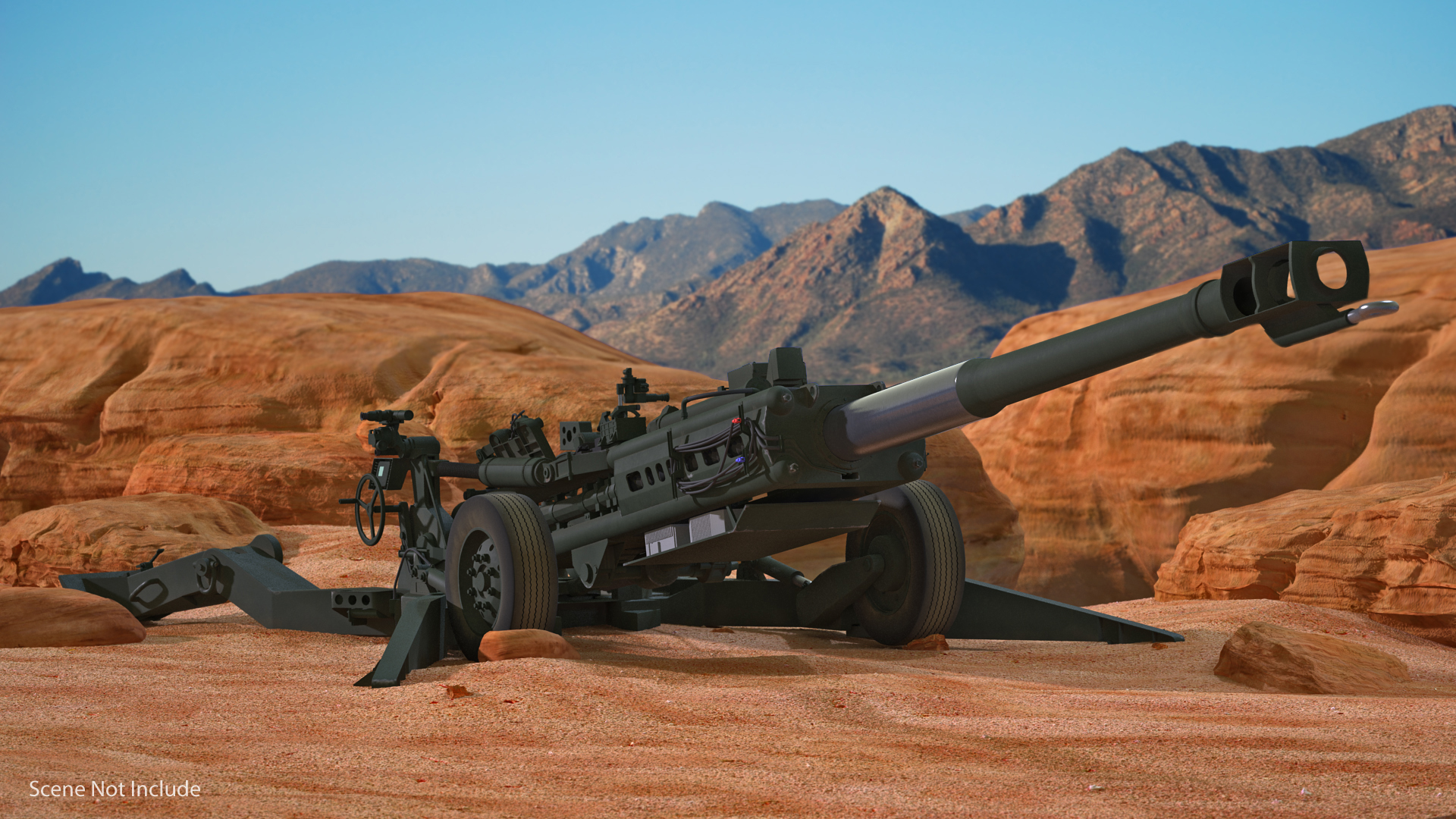 3D US Army Transport Helicopter With Howitzer M777 155mm model