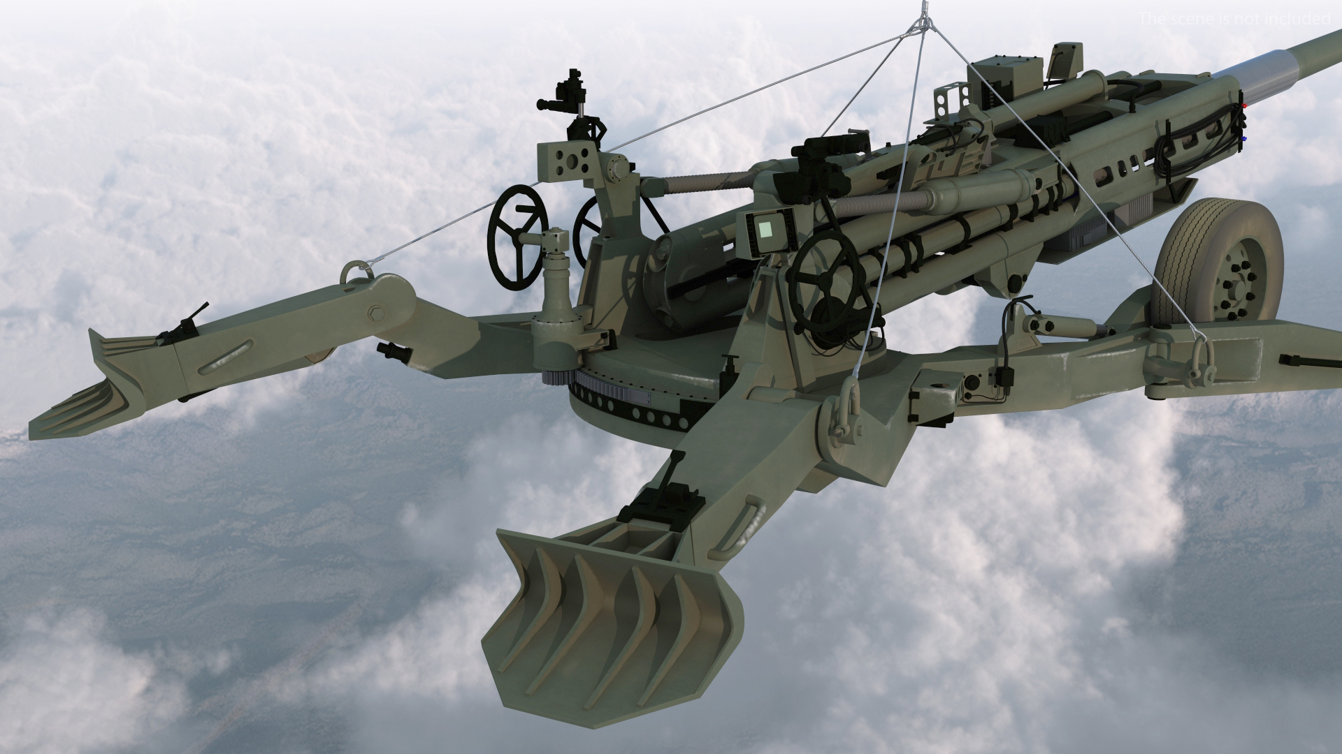 3D US Army Transport Helicopter With Howitzer M777 155mm model
