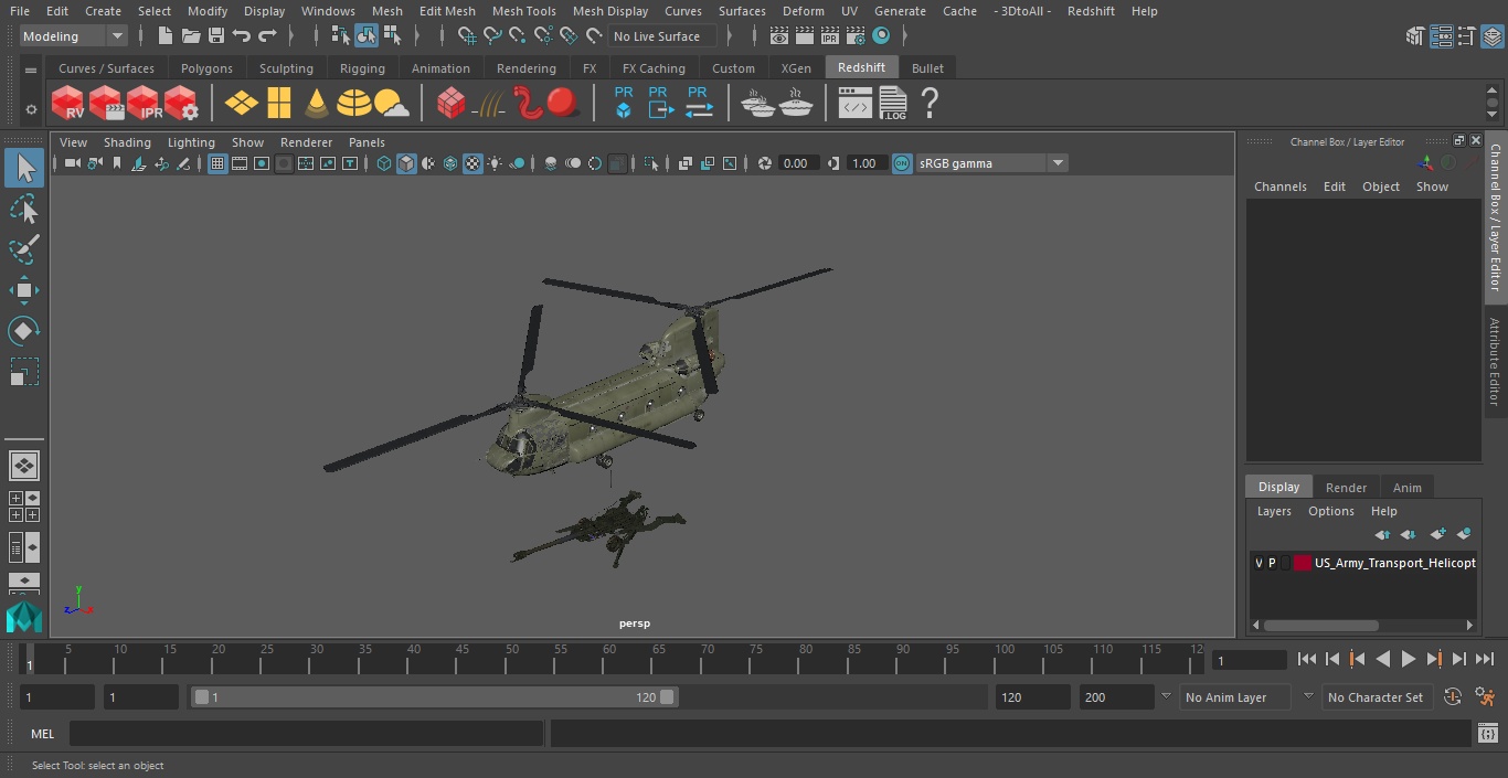 3D US Army Transport Helicopter With Howitzer M777 155mm model