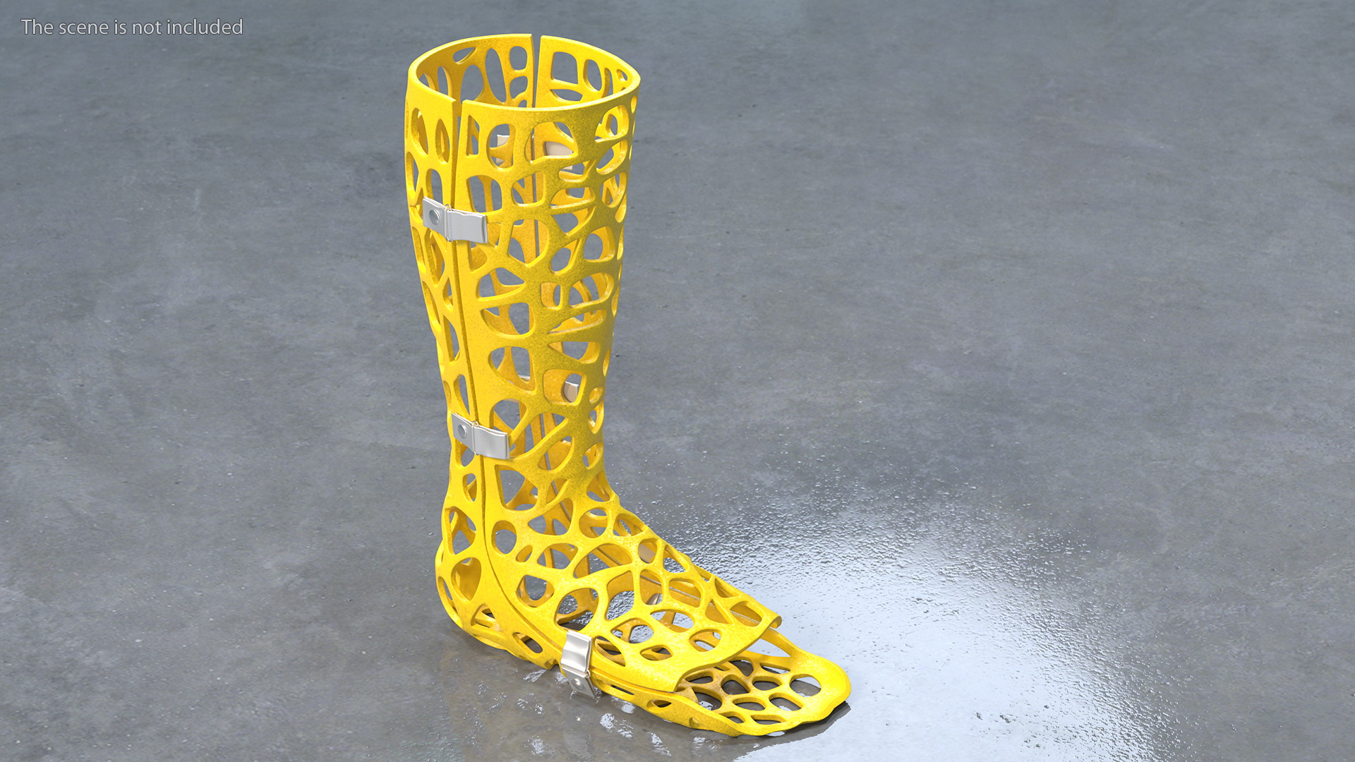 3D-Printed Orthopedic Cast Leg Yellow 3D