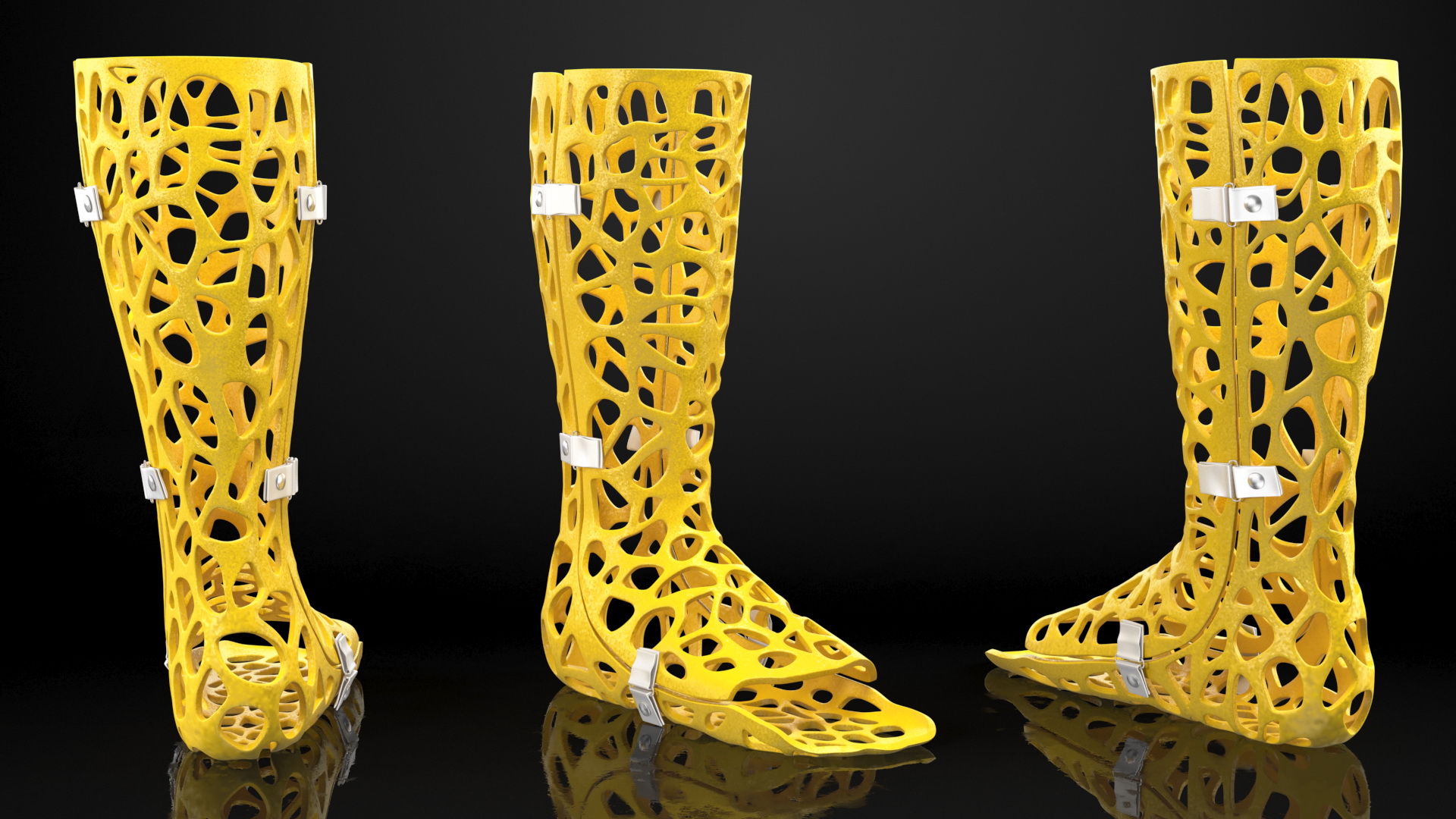 3D-Printed Orthopedic Cast Leg Yellow 3D