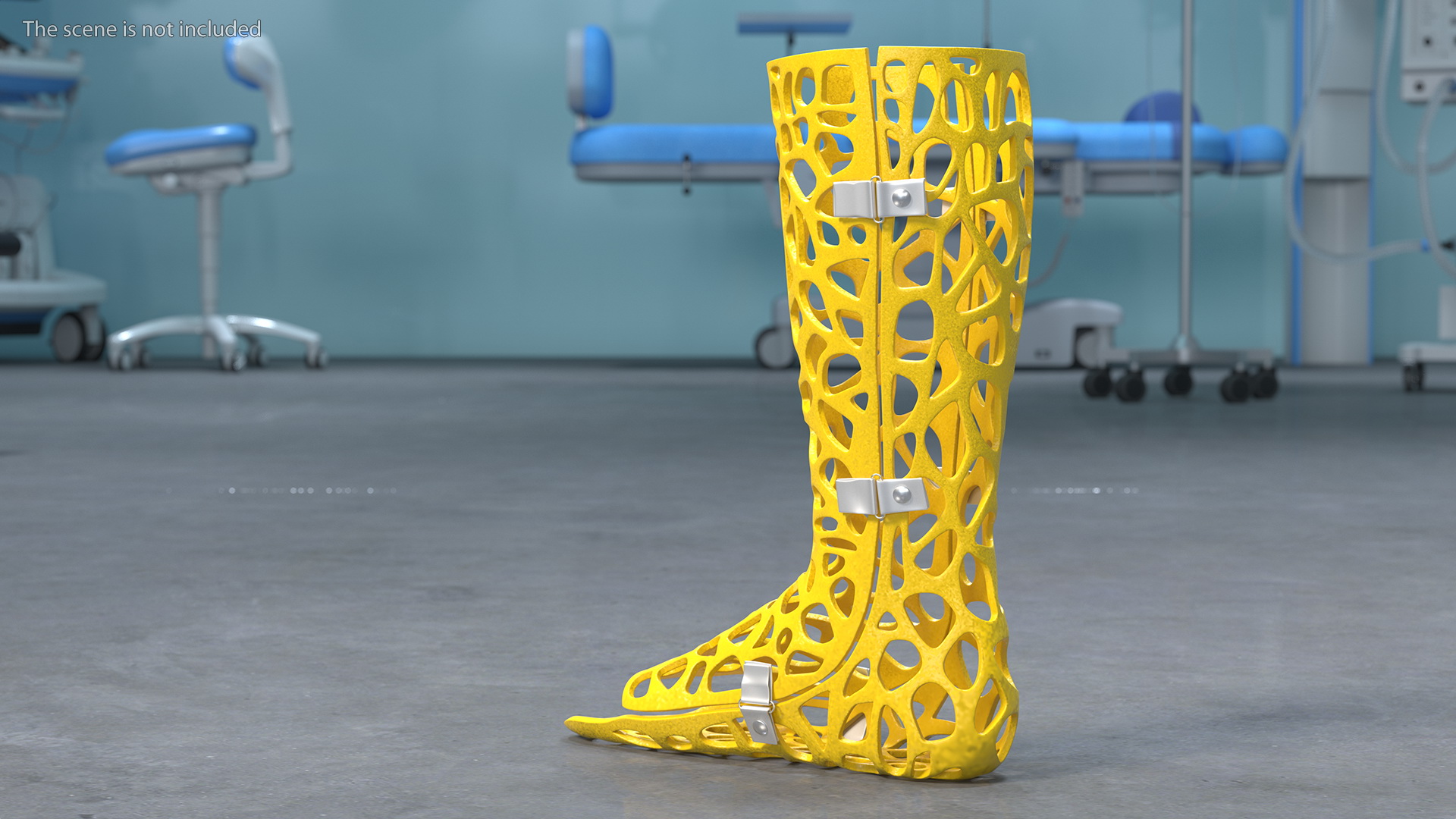3D-Printed Orthopedic Cast Leg Yellow 3D