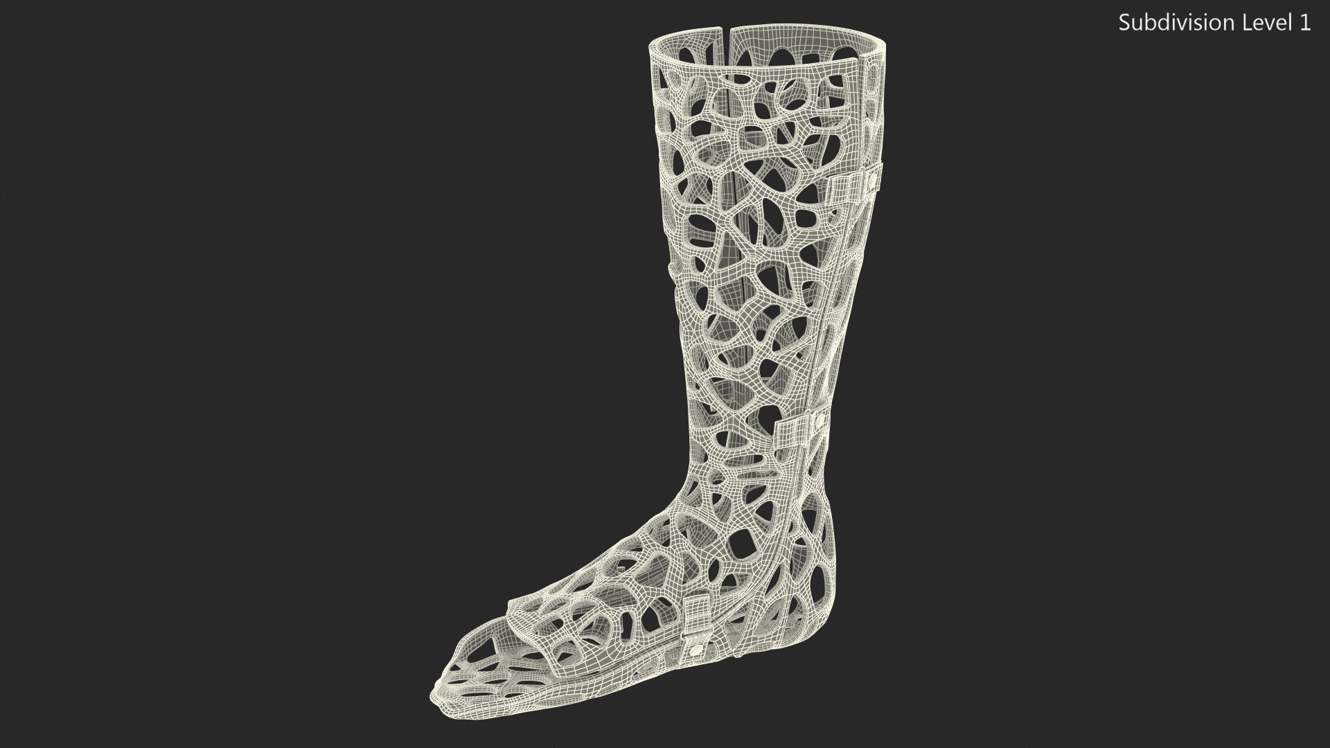 3D-Printed Orthopedic Cast Leg Yellow 3D
