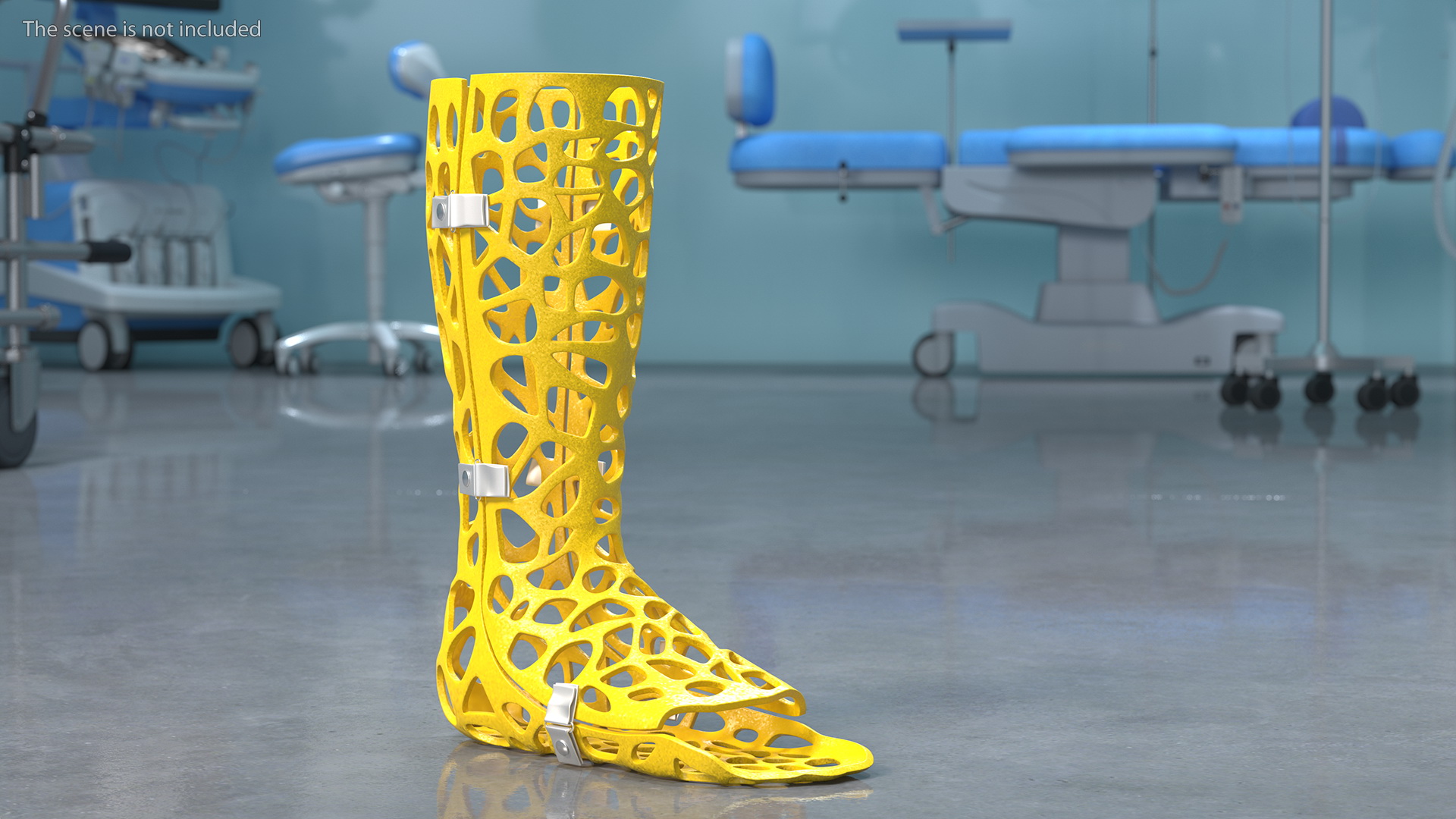 3D-Printed Orthopedic Cast Leg Yellow 3D