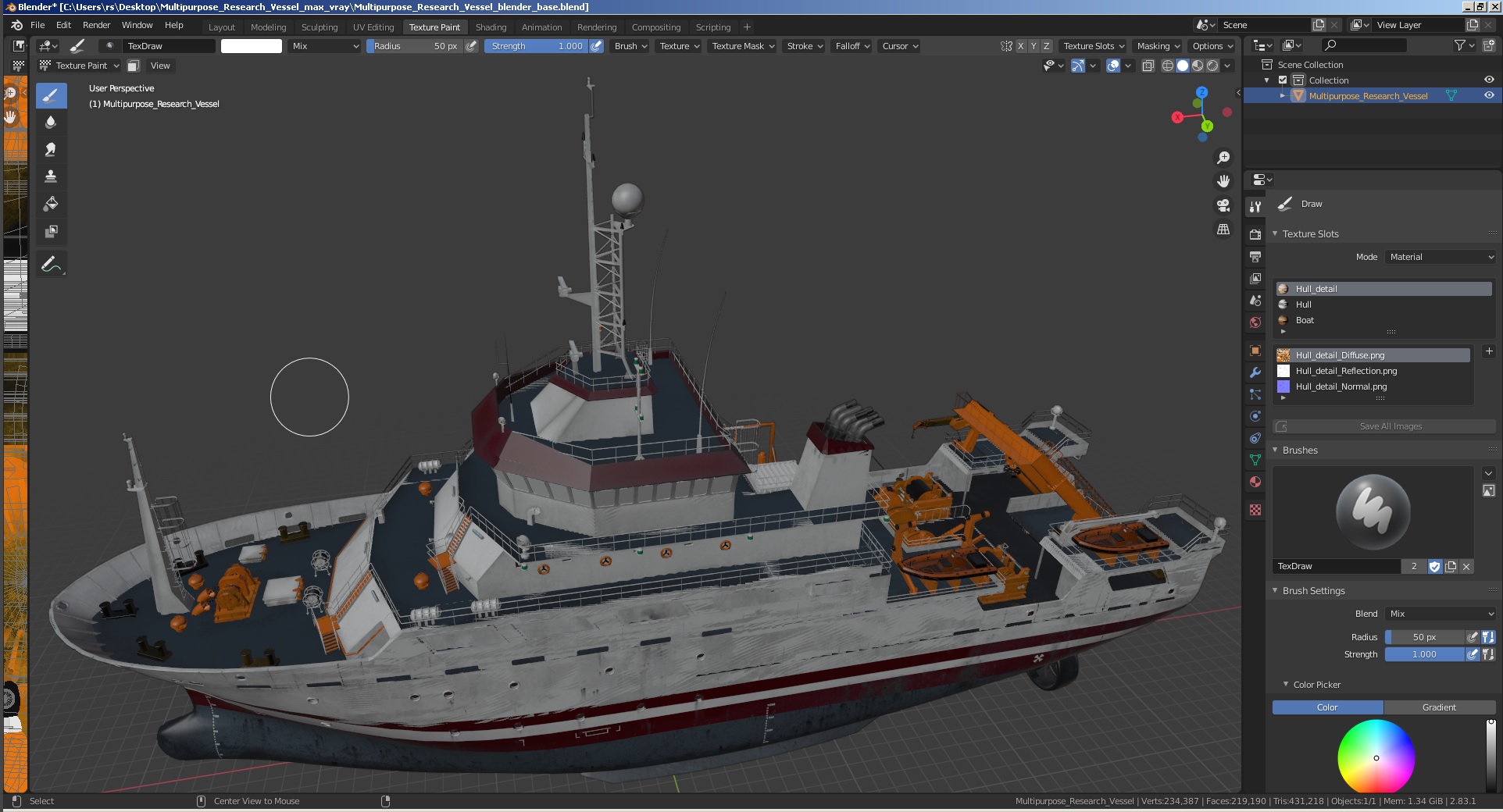 3D Multipurpose Research Vessel model