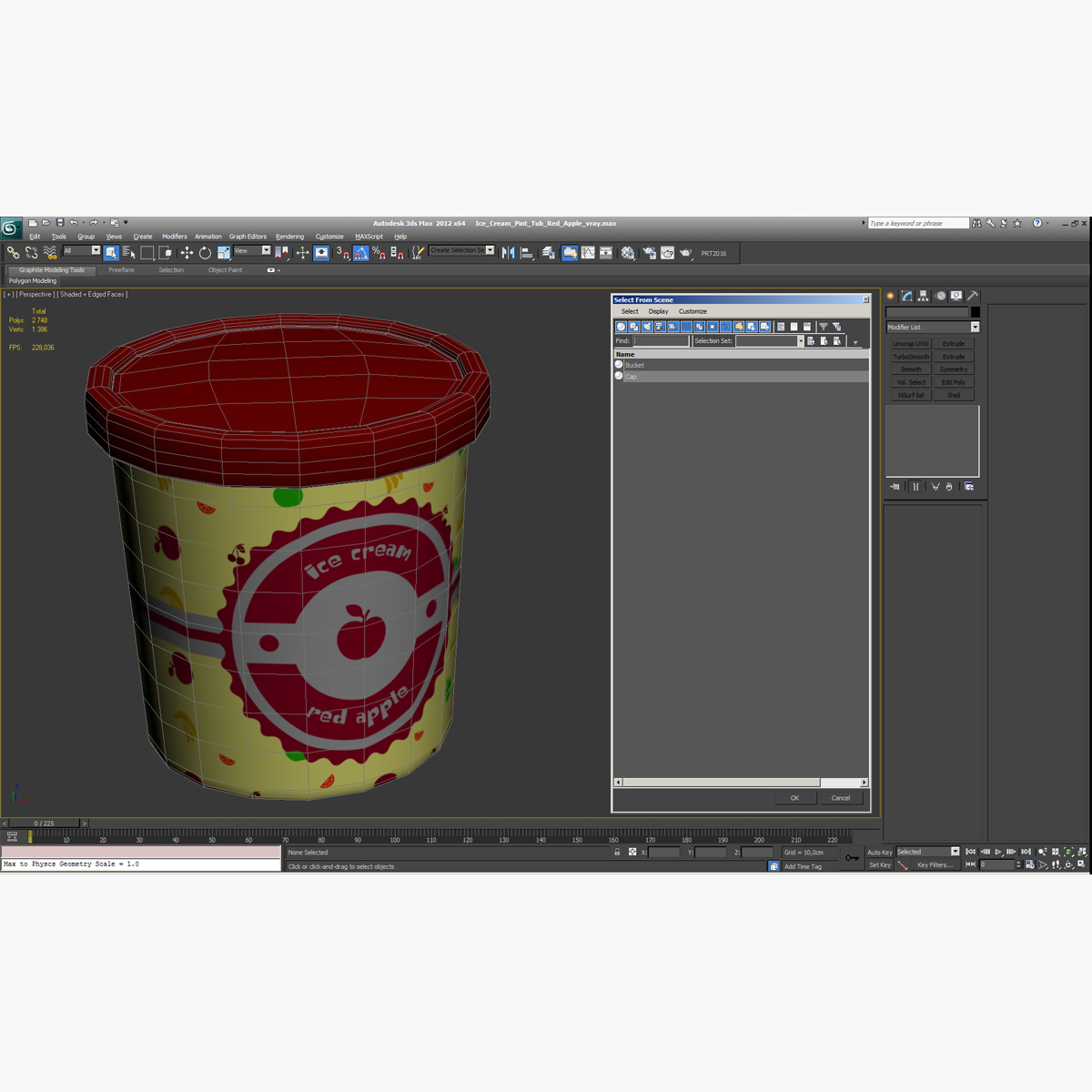 3D Ice Cream Pint Tub Red Apple model