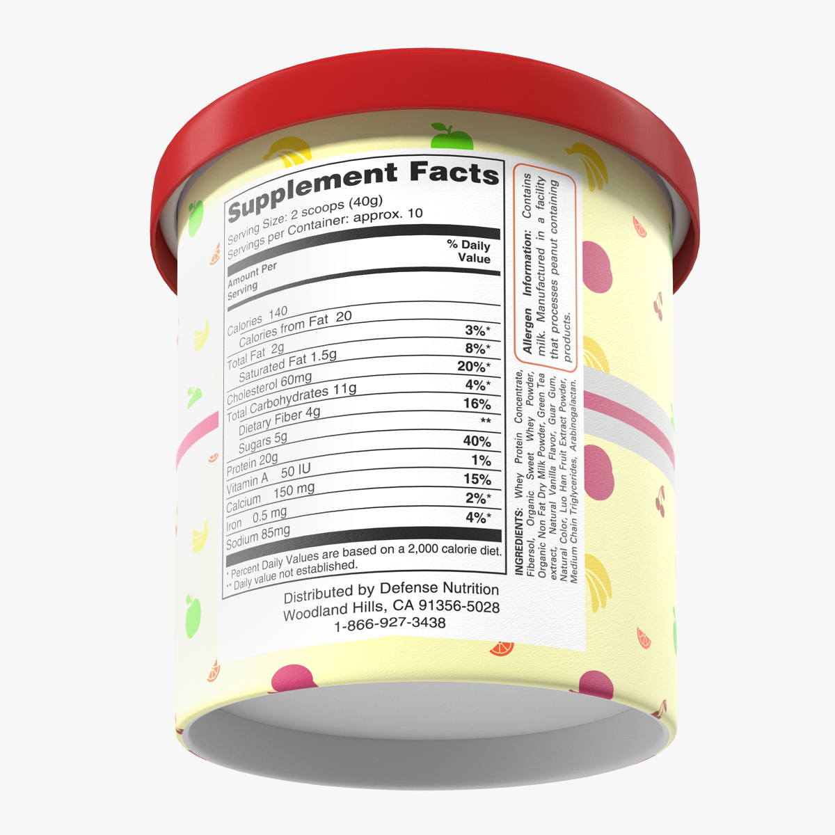 3D Ice Cream Pint Tub Red Apple model