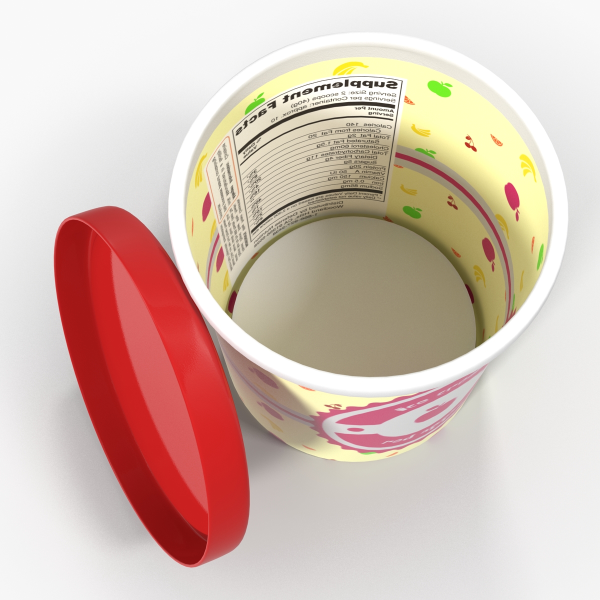 3D Ice Cream Pint Tub Red Apple model