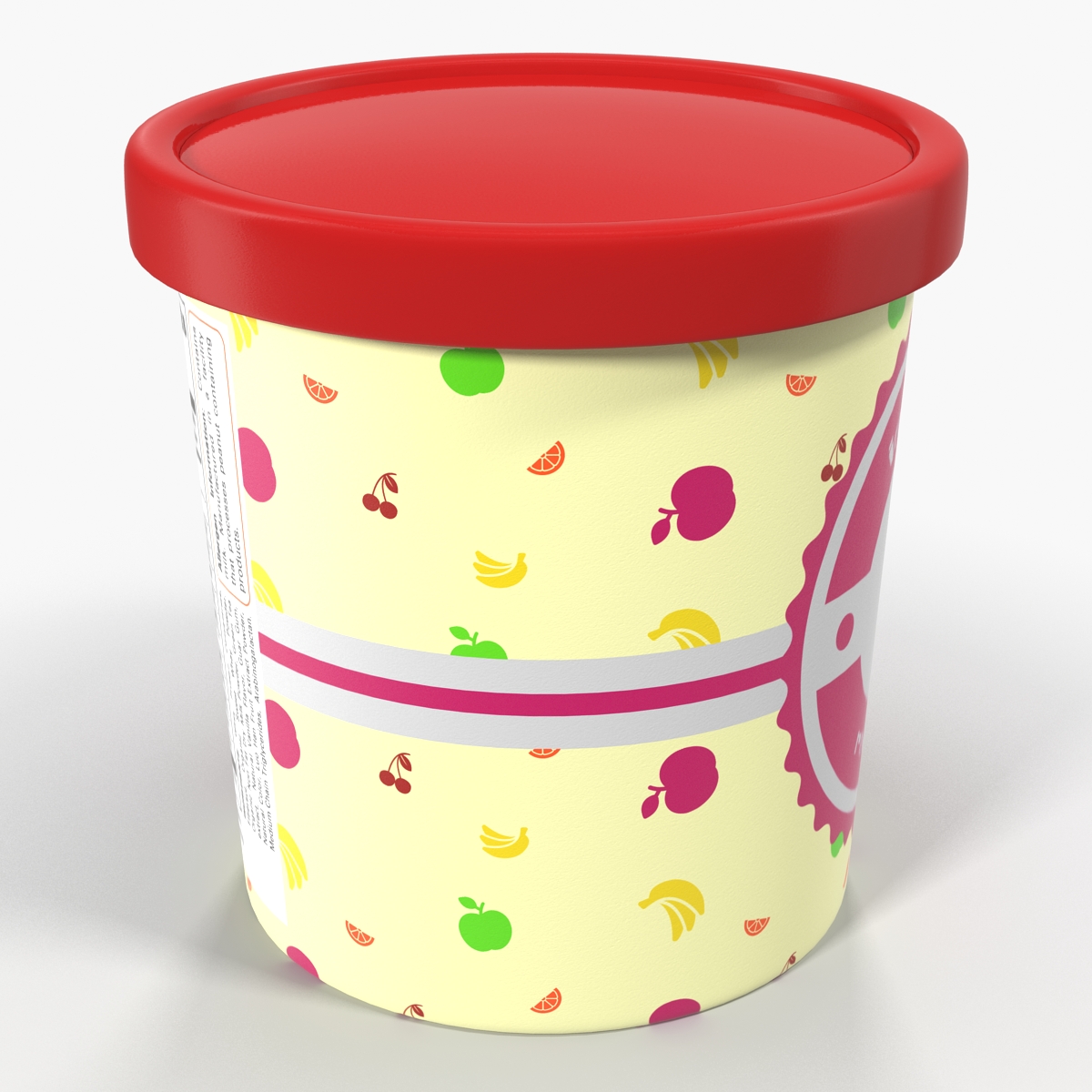 3D Ice Cream Pint Tub Red Apple model