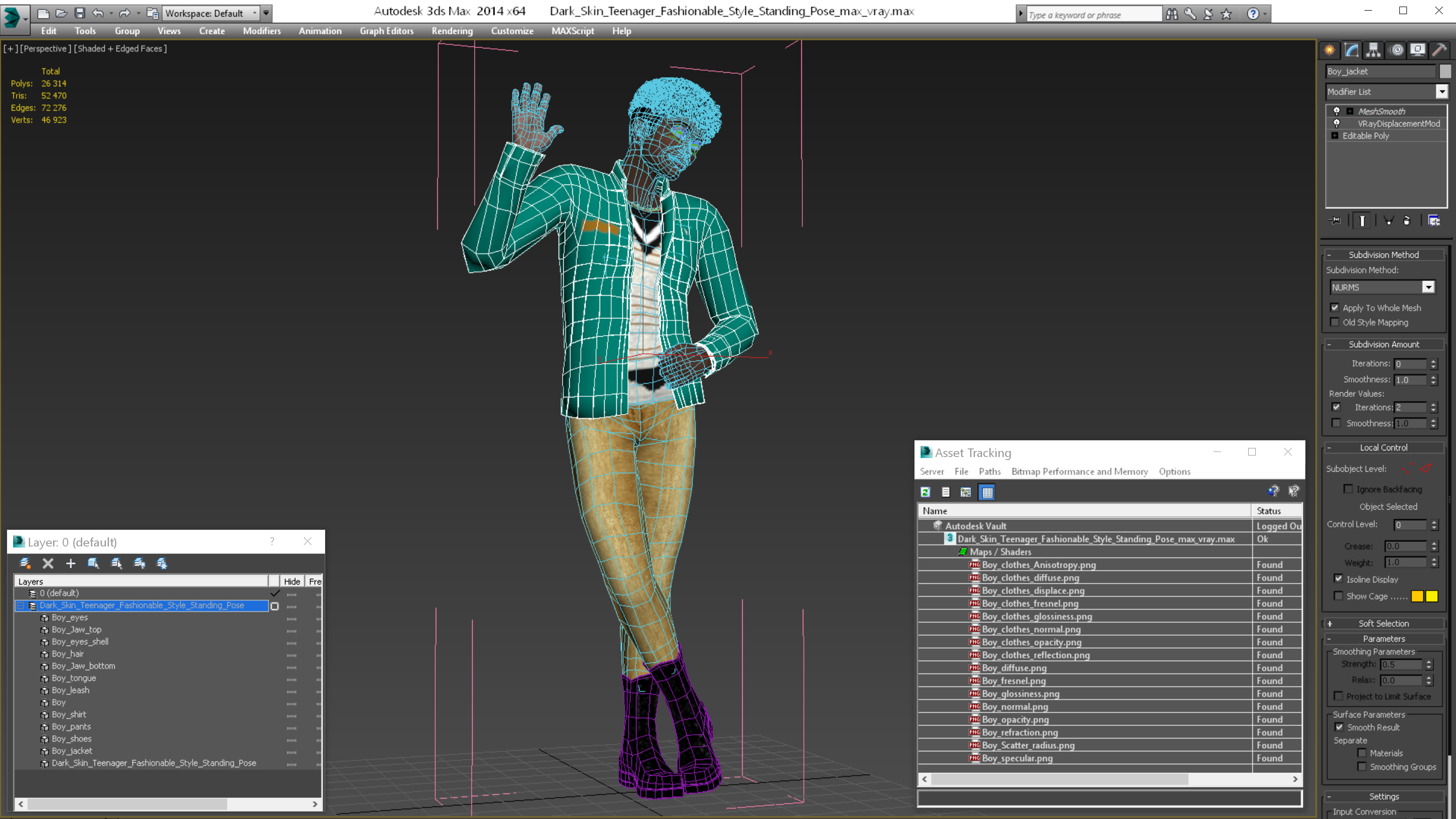 3D model Dark Skin Teenager Fashionable Style Standing Pose