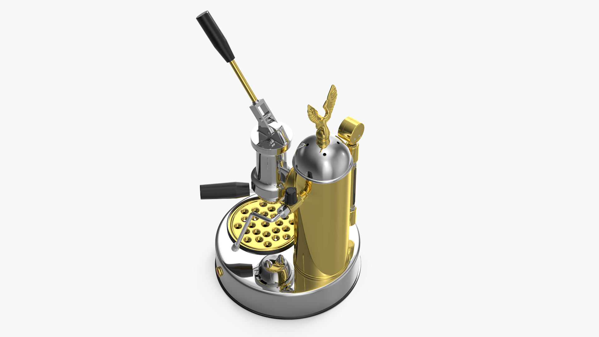 3D model Elektra Micro Casa Leva Coffee Machine Chrome and Brass