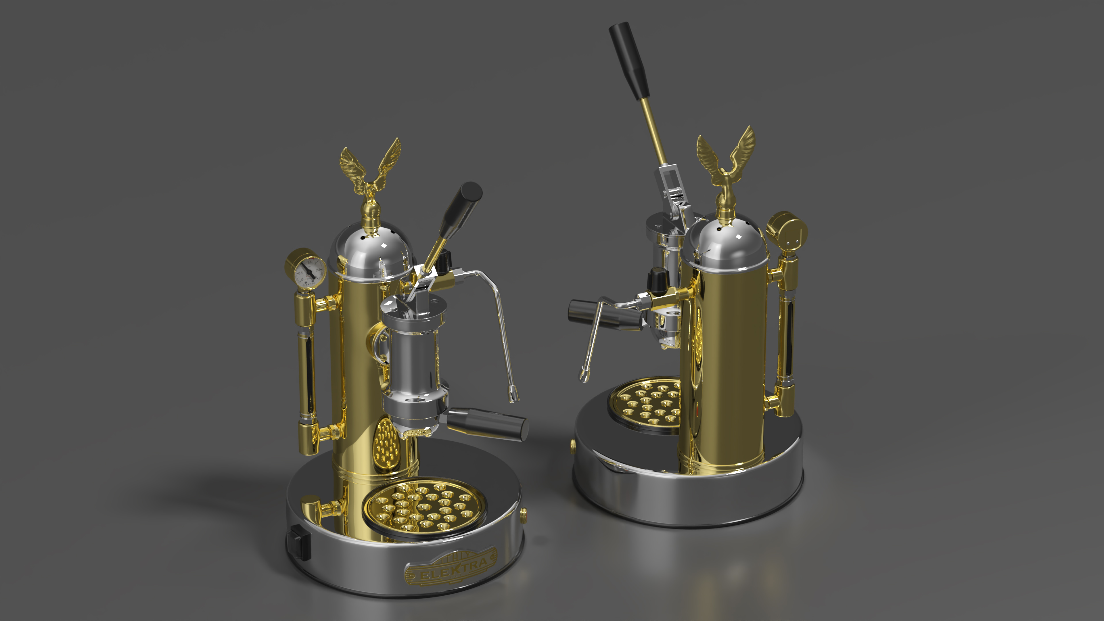 3D model Elektra Micro Casa Leva Coffee Machine Chrome and Brass