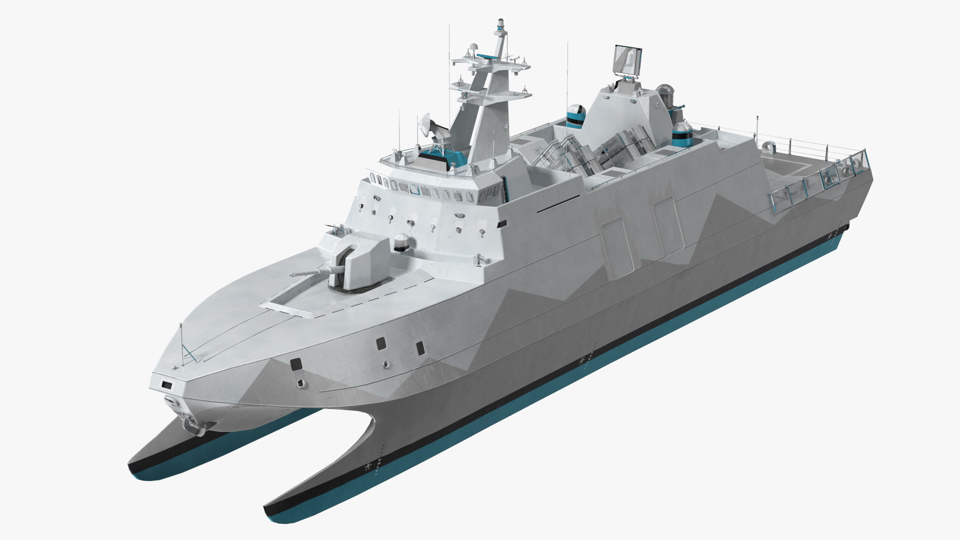 3D Catamaran Stealth Corvette Ship
