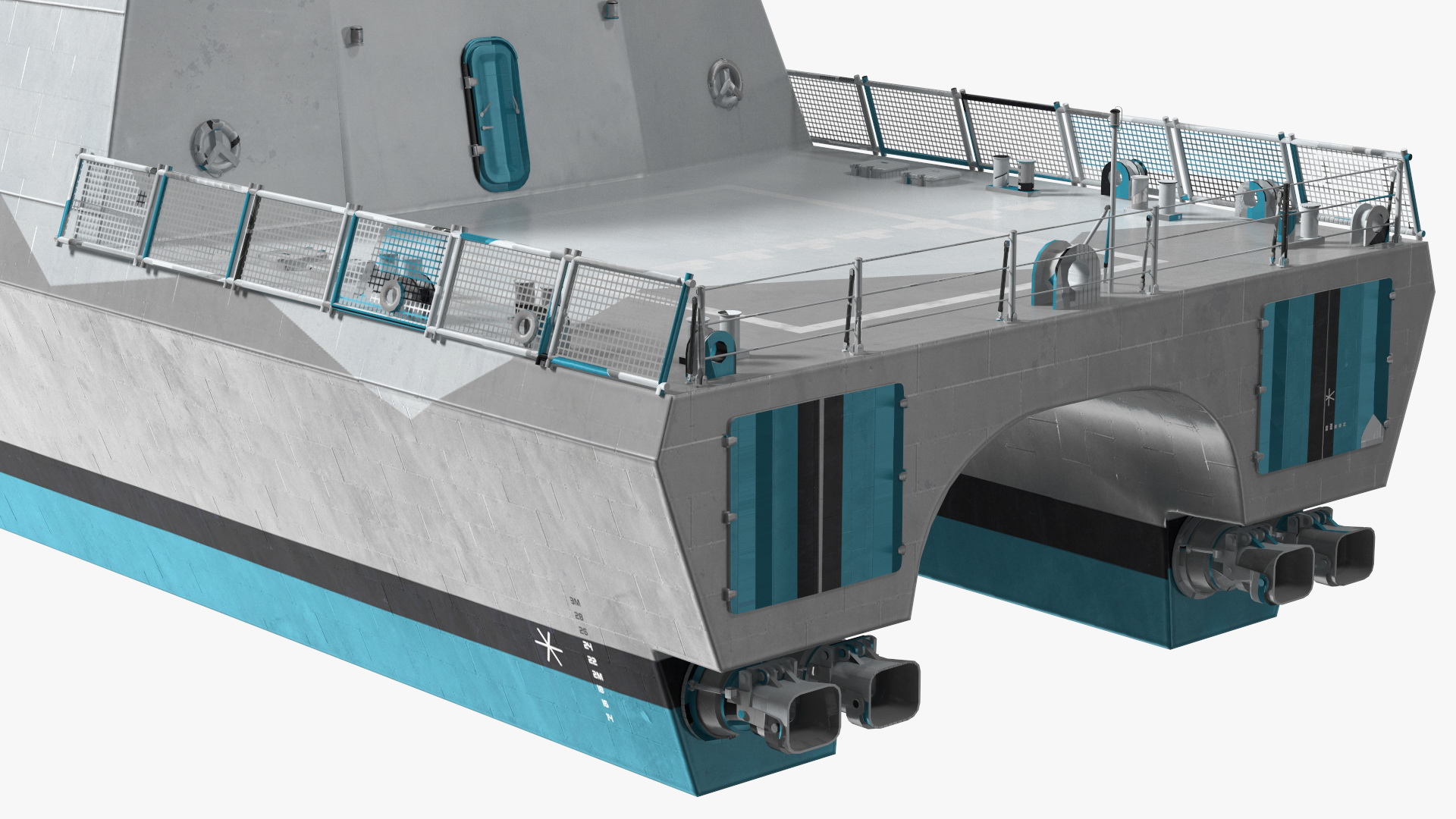 3D Catamaran Stealth Corvette Ship