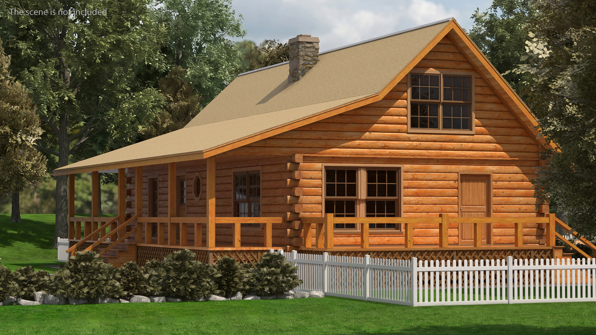 Wooden Log Home with Landscaped Yard Exterior Fur