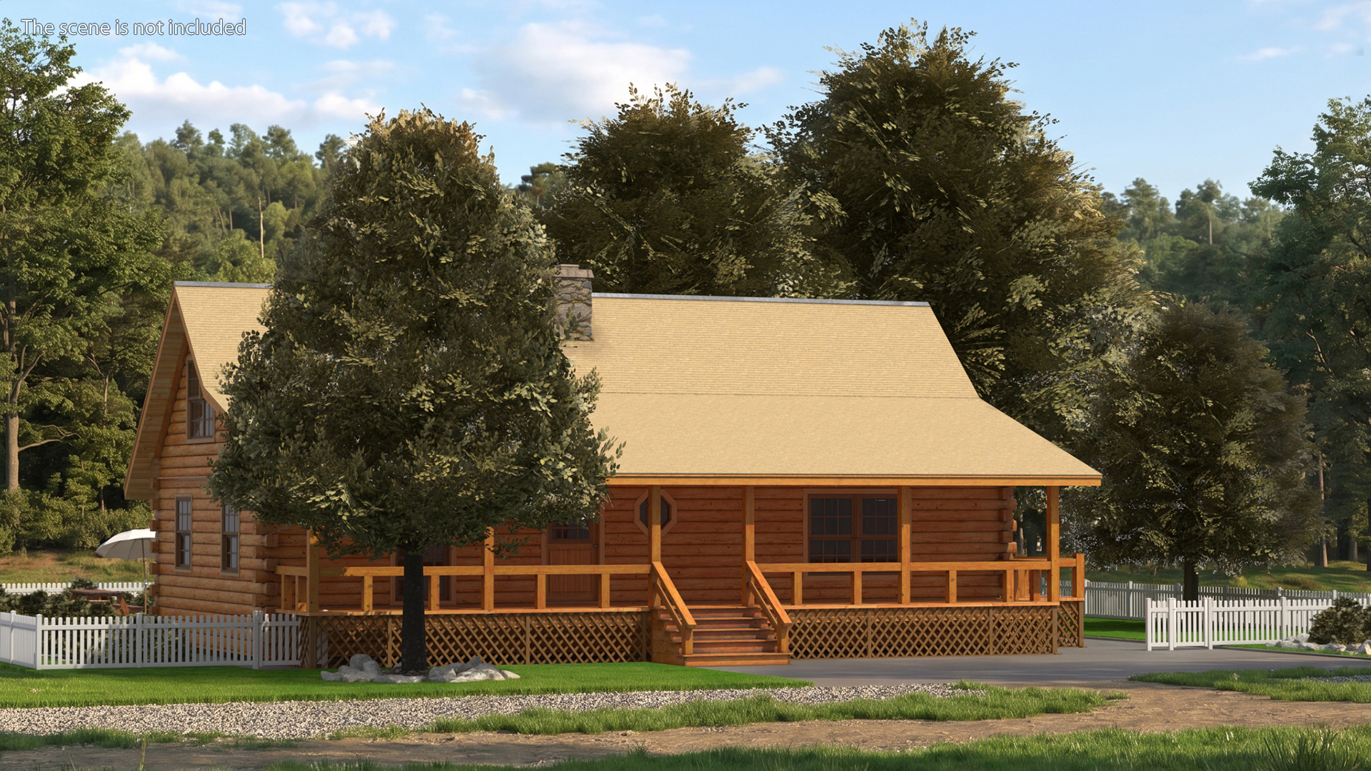 Wooden Log Home with Landscaped Yard Exterior Fur, view 2
