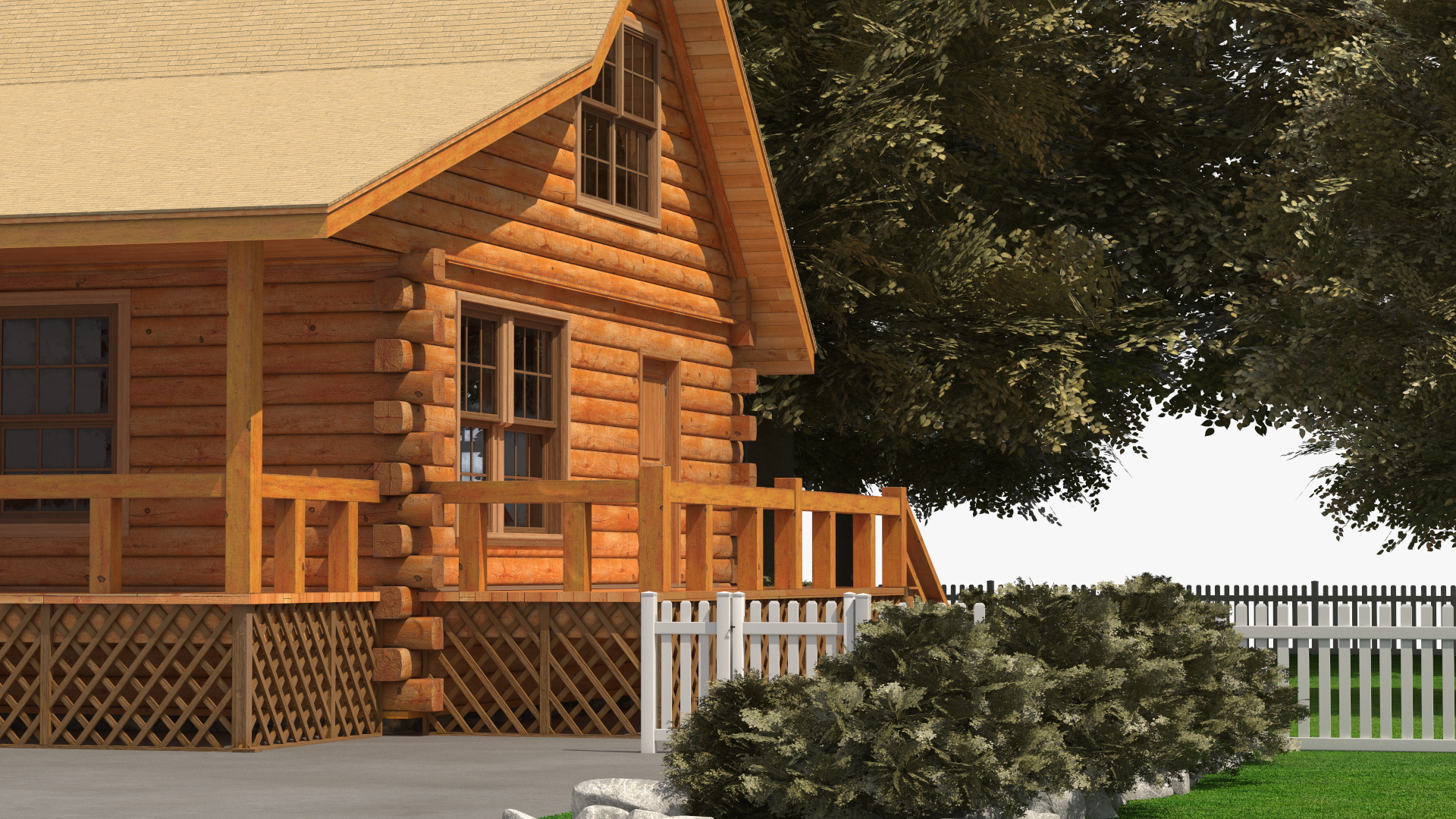 Wooden Log Home with Landscaped Yard Exterior Fur, view 8