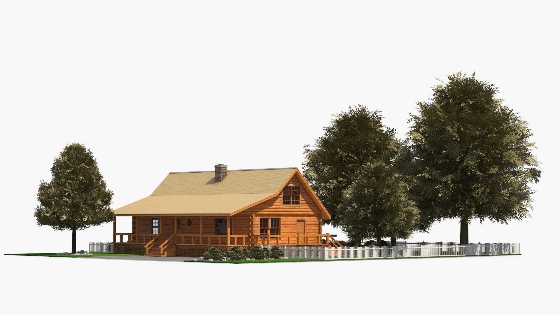 Wooden Log Home with Landscaped Yard Exterior Fur, view 6