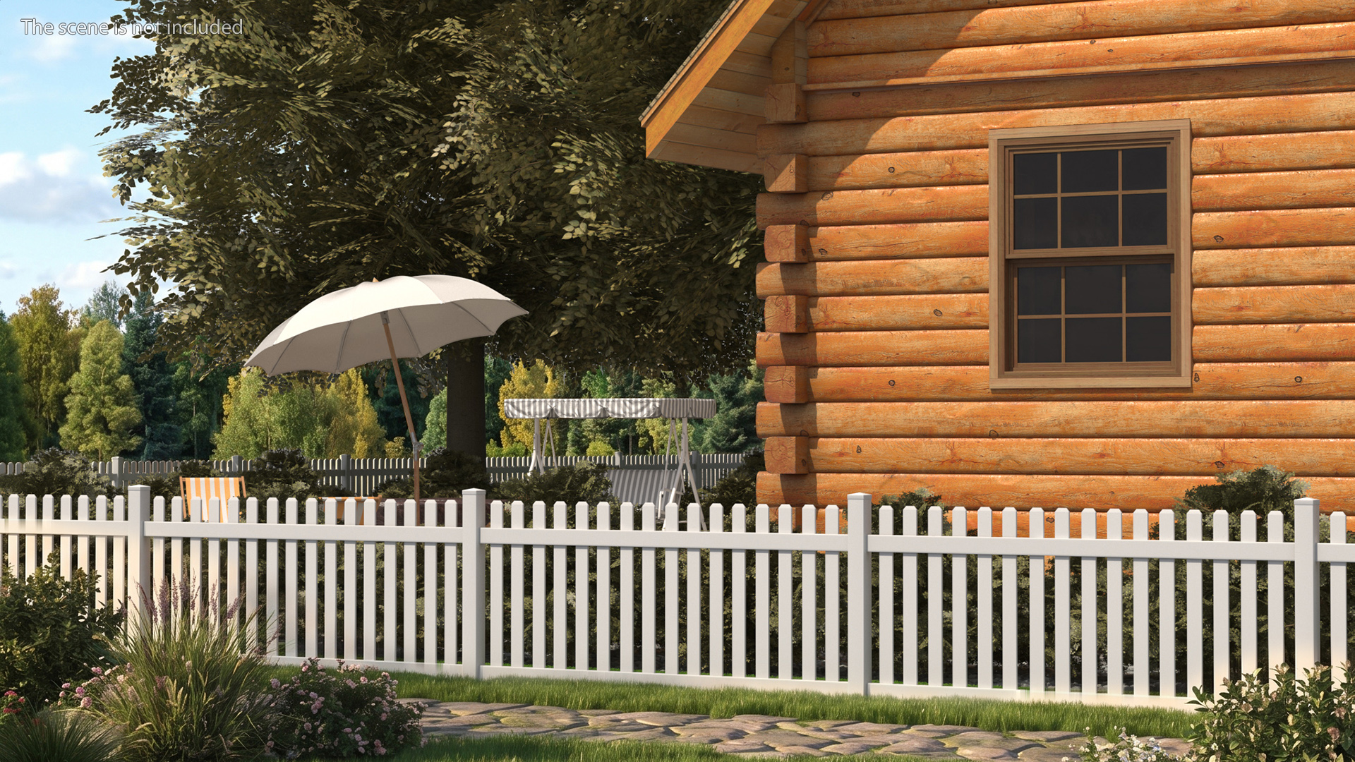 Wooden Log Home with Landscaped Yard Exterior Fur, view 4