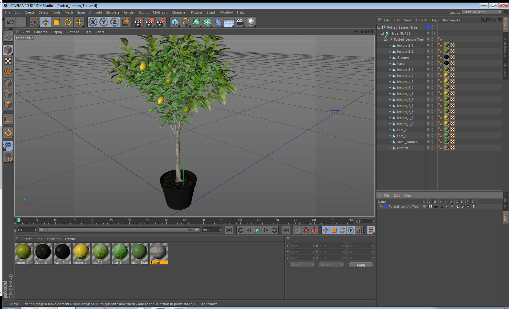 Potted Lemon Tree 3D
