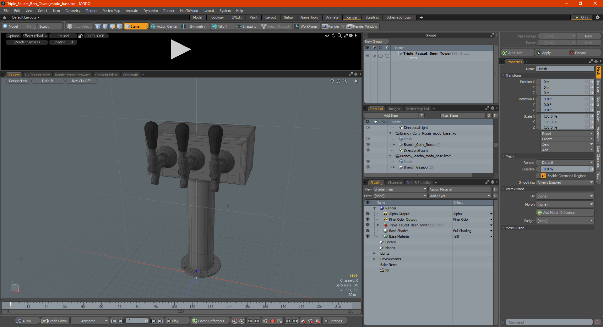 Triple Faucet Beer Tower 3D model