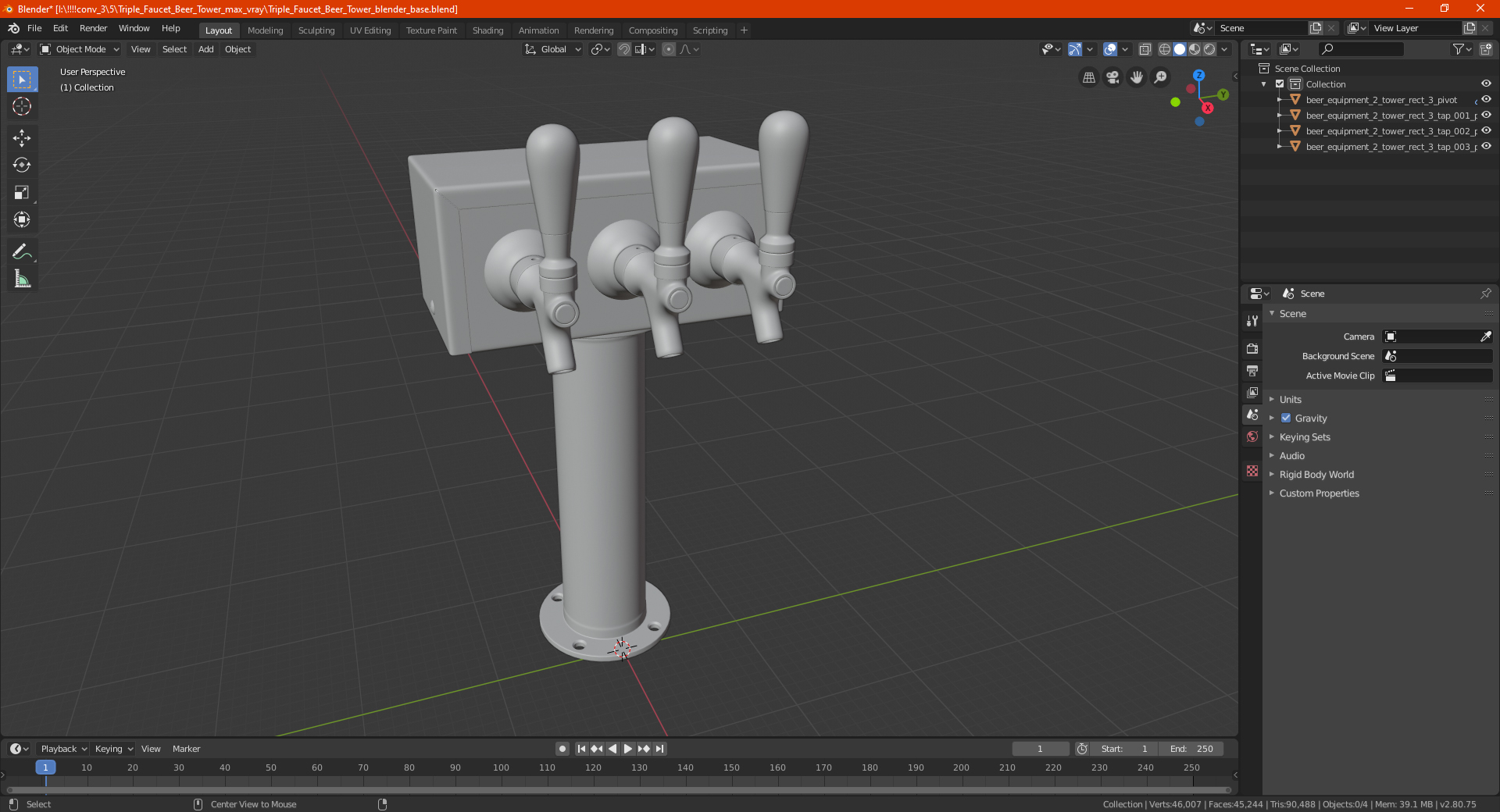 Triple Faucet Beer Tower 3D model