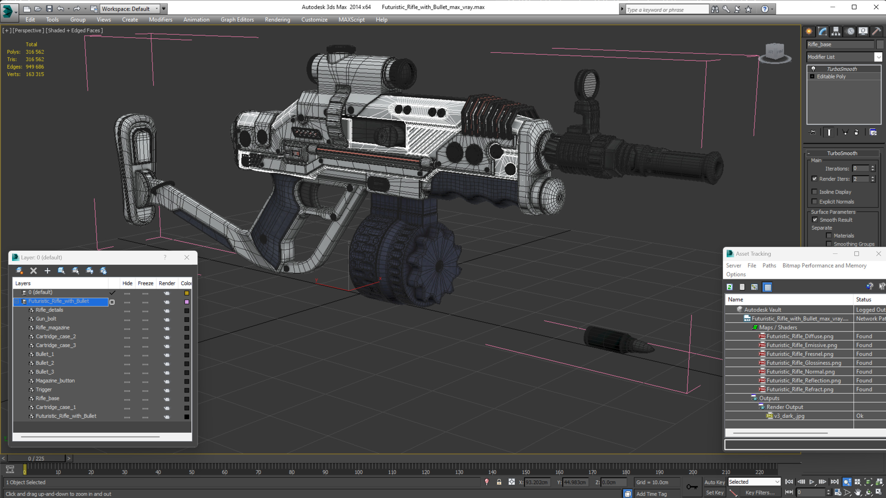 3D Futuristic Rifle with Bullet model