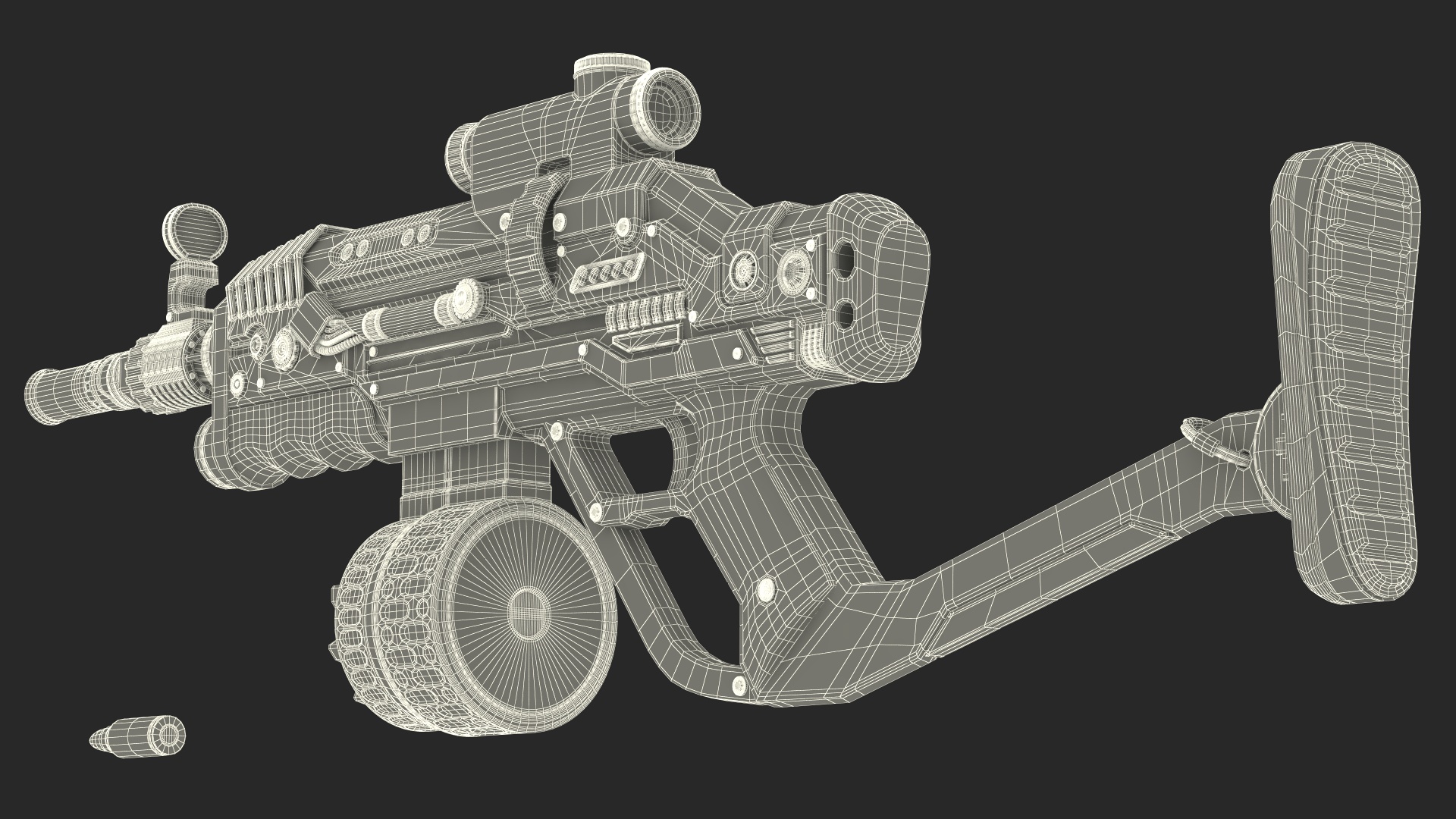 3D Futuristic Rifle with Bullet model