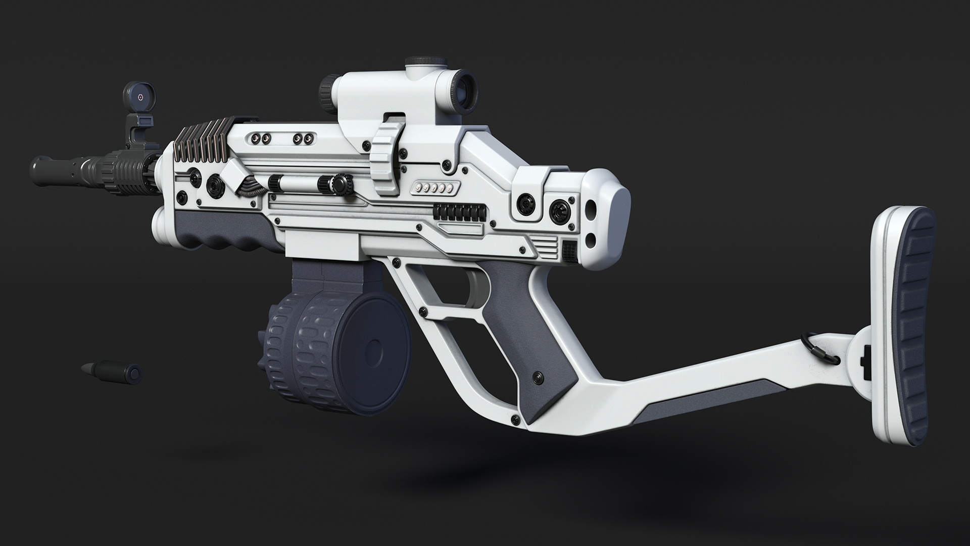 3D Futuristic Rifle with Bullet model