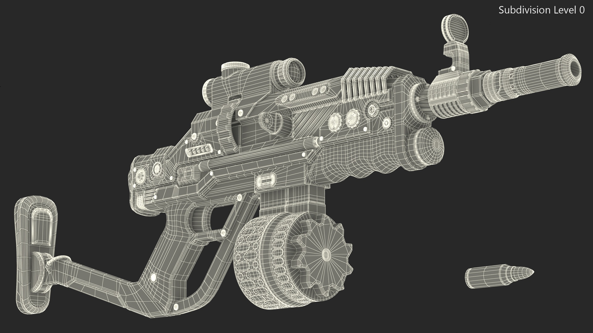 3D Futuristic Rifle with Bullet model