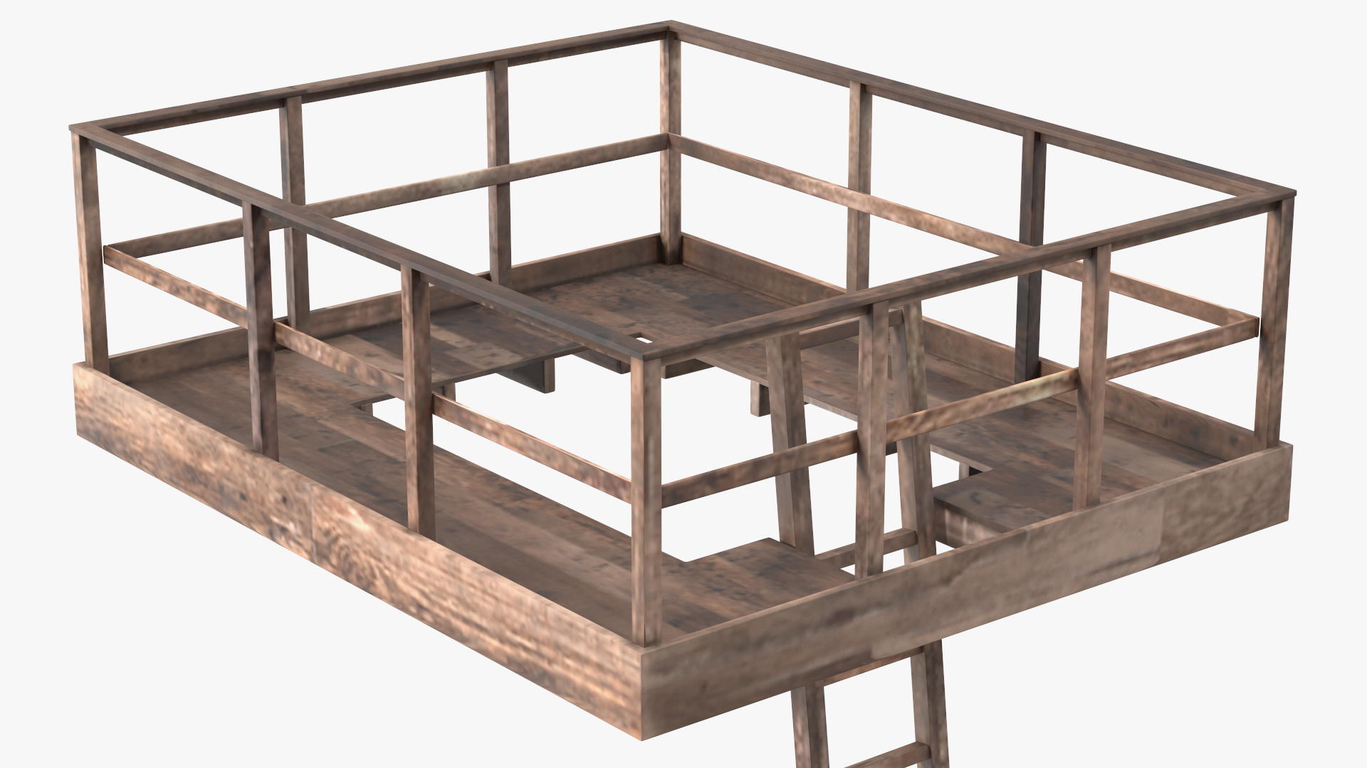 3D Old Platform with Ladder Wooden