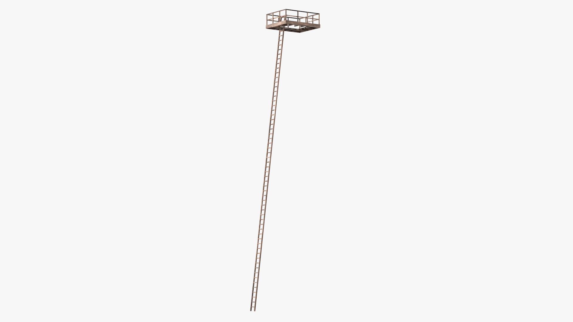 3D Old Platform with Ladder Wooden