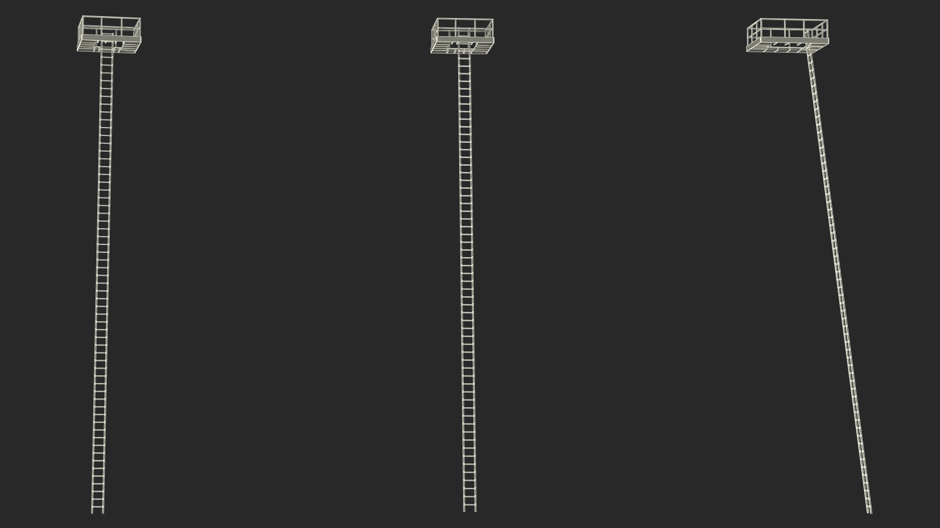 3D Old Platform with Ladder Wooden