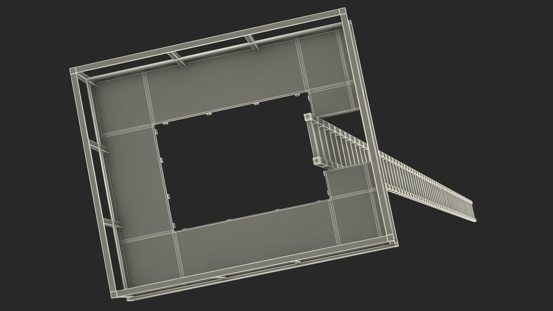3D Old Platform with Ladder Wooden