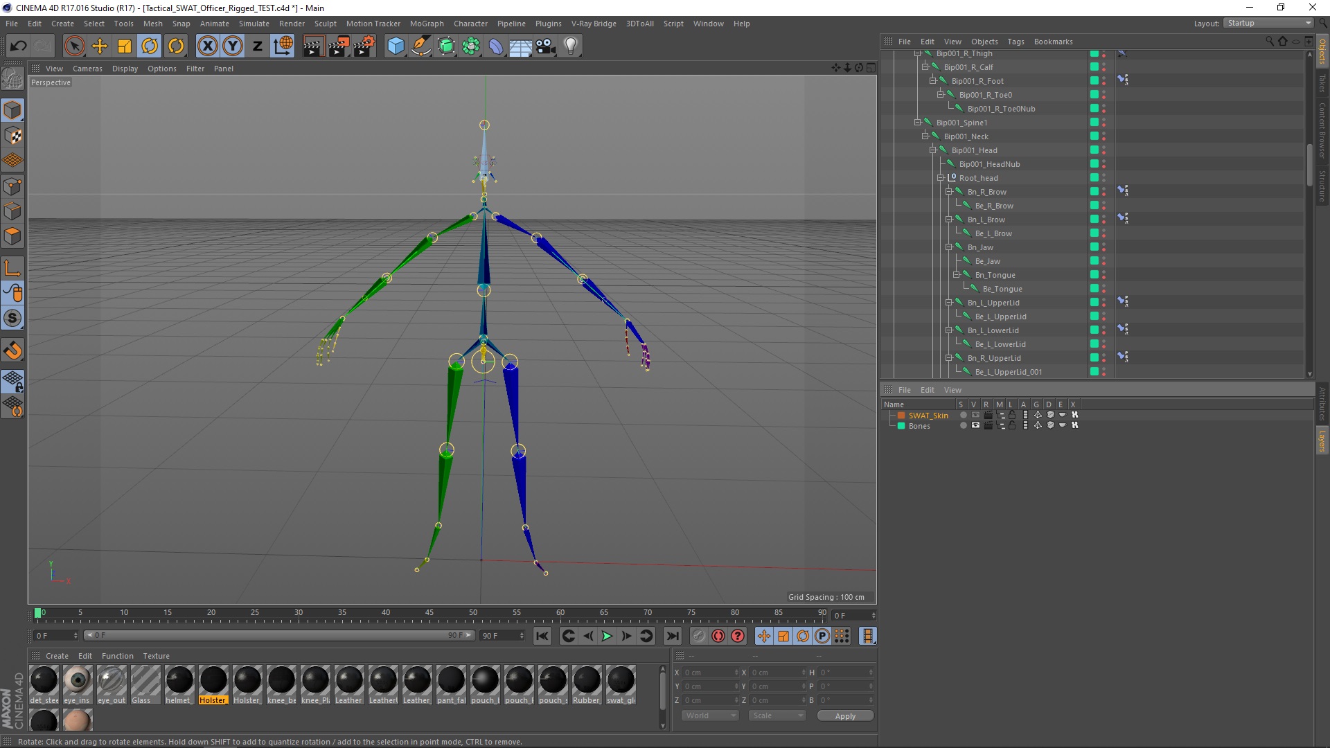 Tactical SWAT Officer Rigged for Cinema 4D 3D